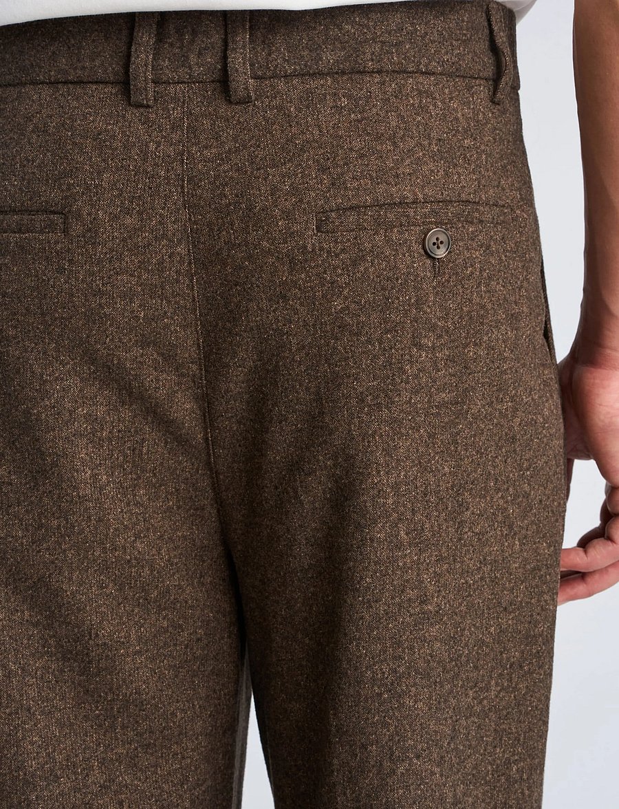 Lindbergh - Flannel wool blend wide pants - brown mel - 5