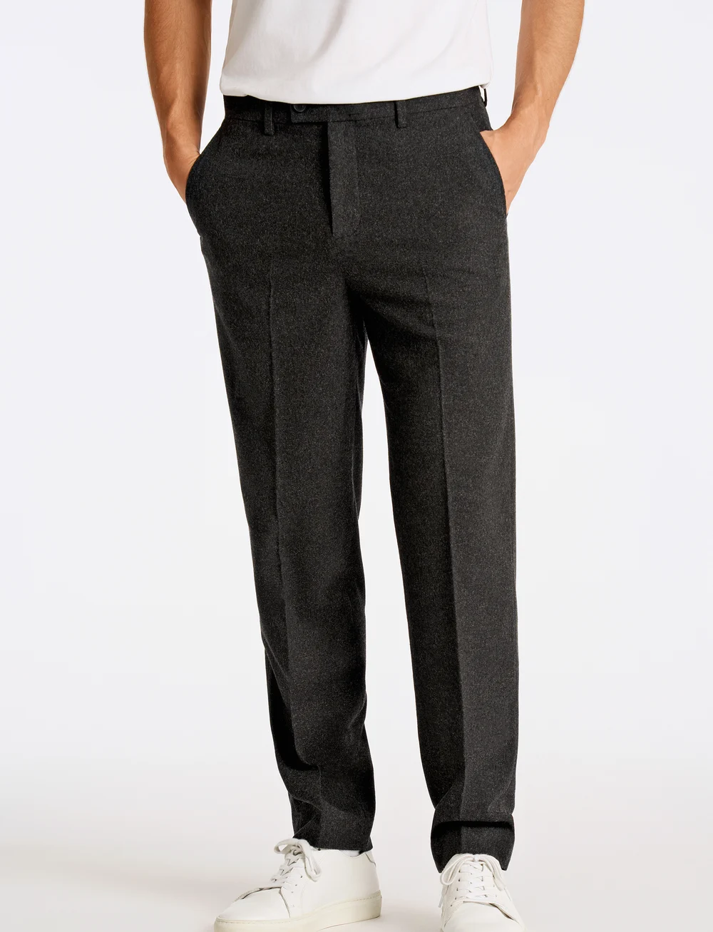 Lindbergh - Flannel wool blend formal pant - Ülikonnapüksid - black mel - 0