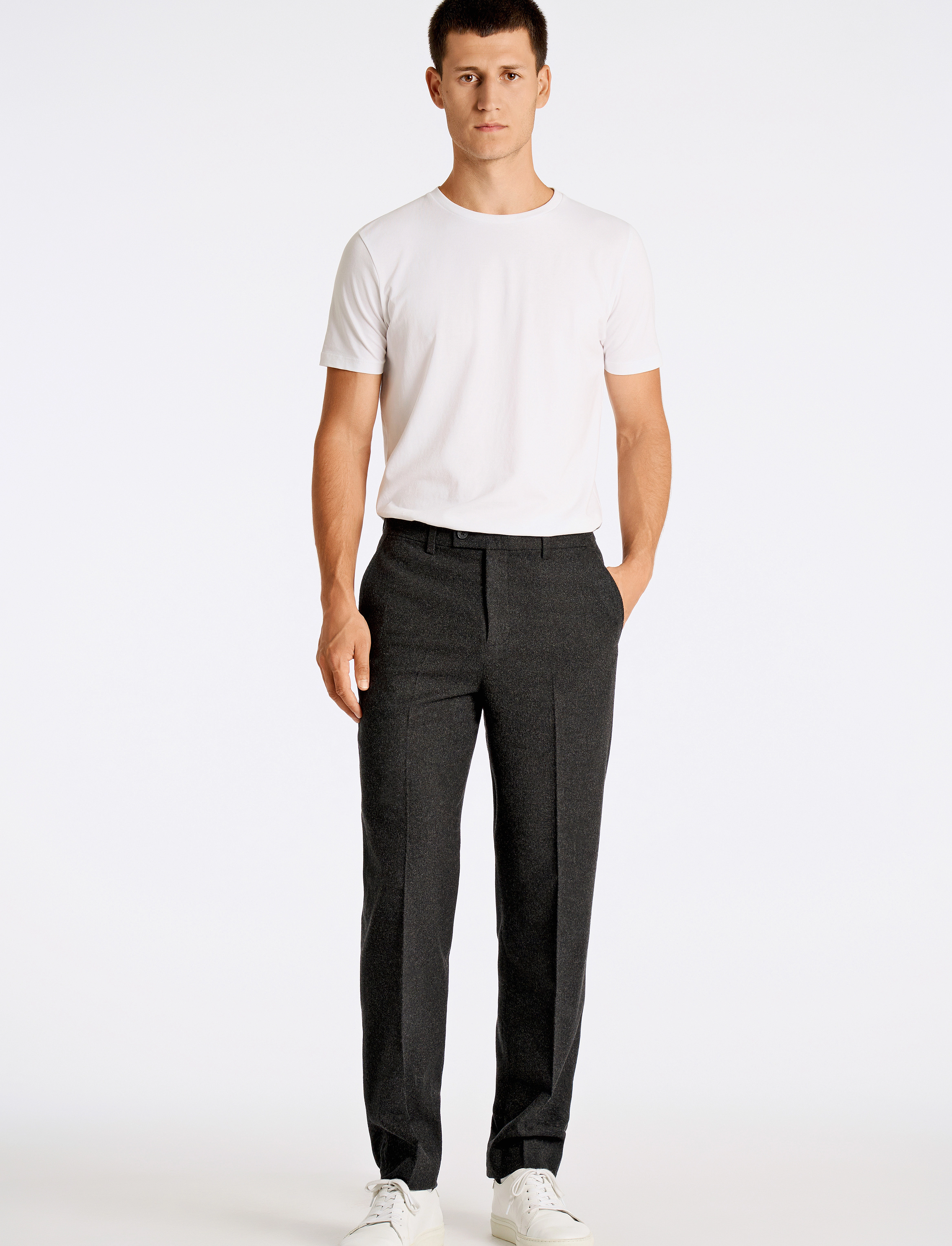 Lindbergh - Flannel wool blend formal pant - habitbukser - black mel - 4