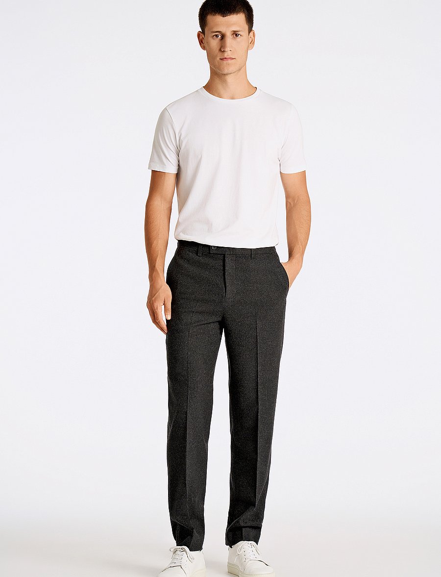 Lindbergh - Flannel wool blend formal pant - anzugshosen - black mel - 4