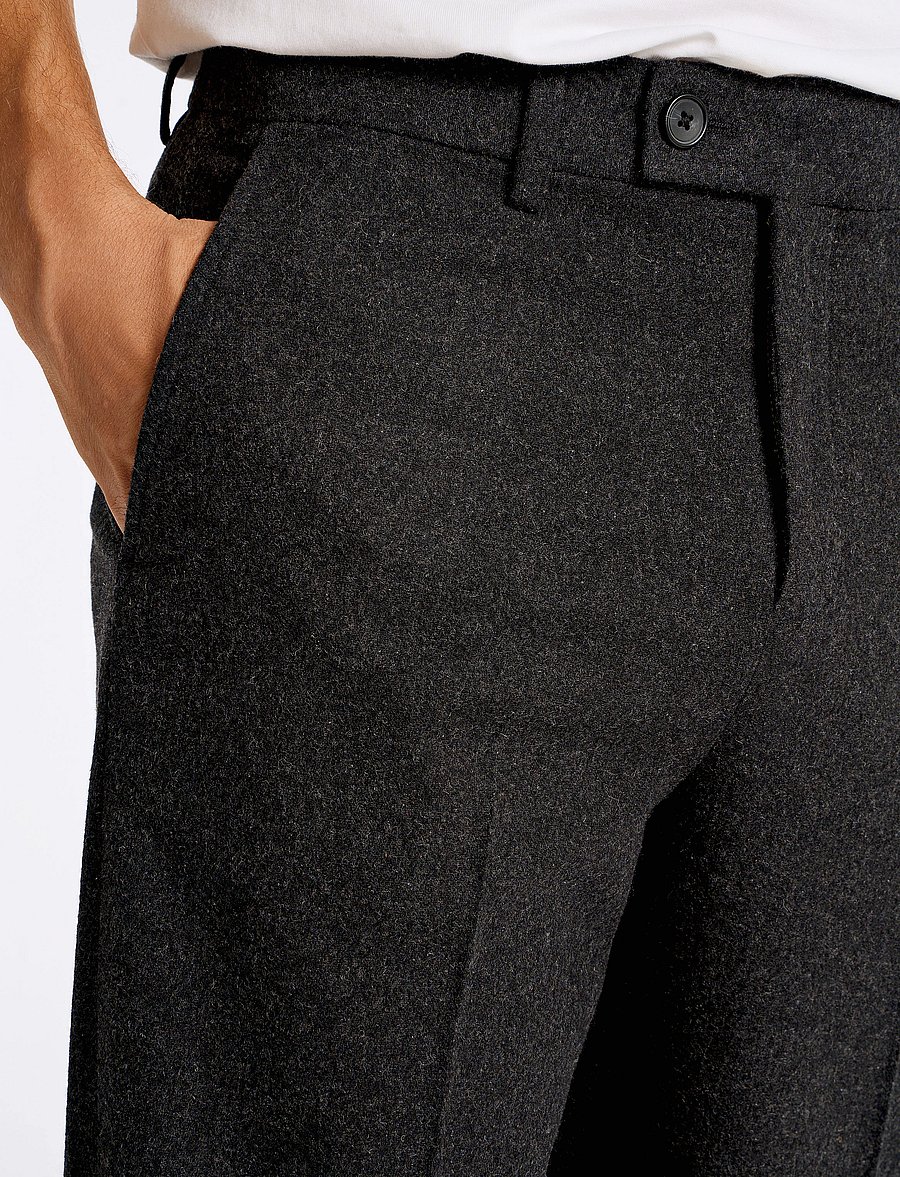 Lindbergh - Flannel wool blend formal pant - anzugshosen - black mel - 5