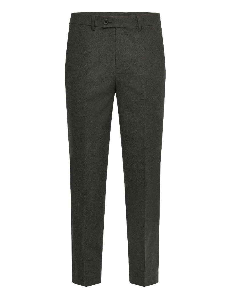 Lindbergh - Flannel wool blend formal pant - kostymbyxor - dk army mel - 0