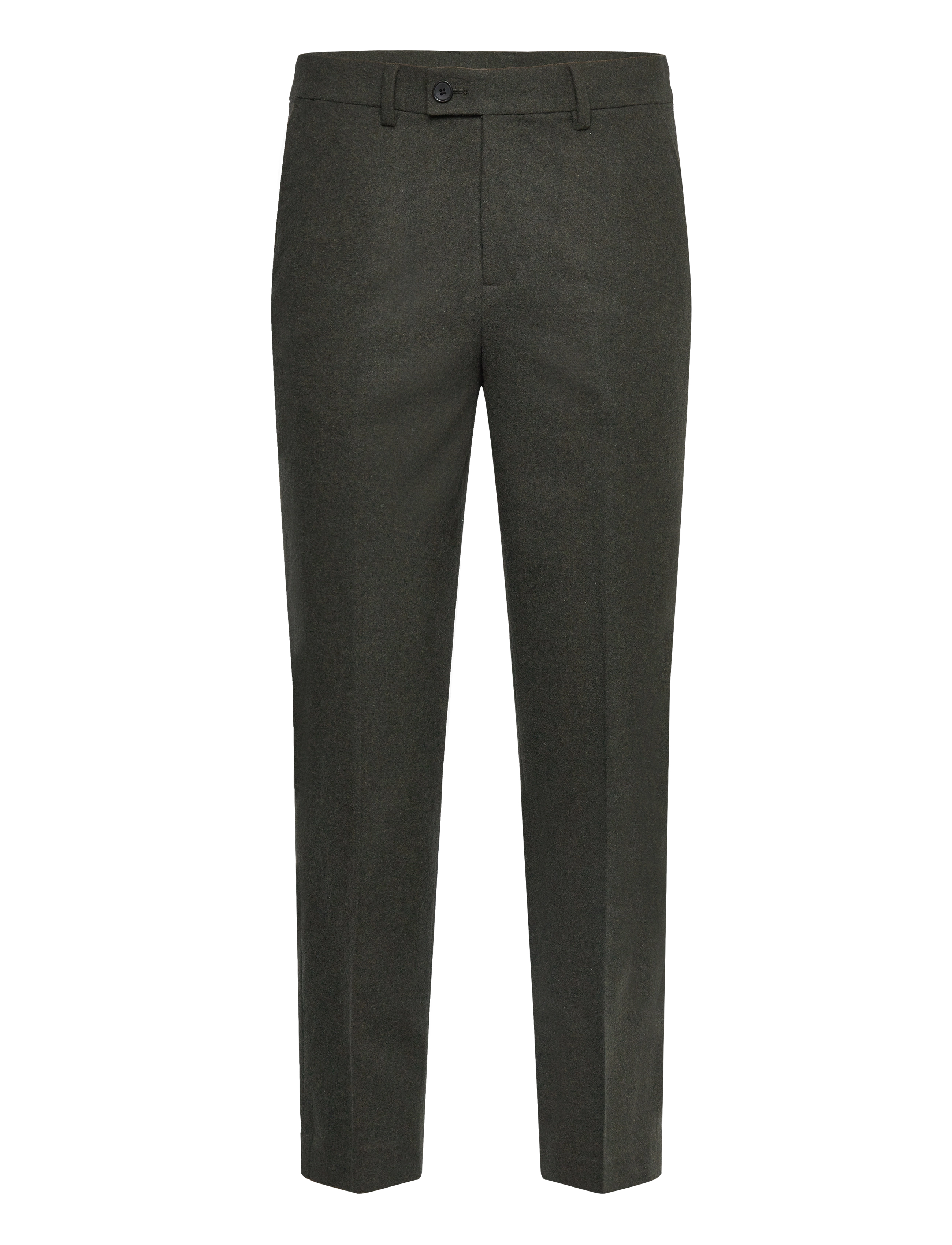 Lindbergh - Flannel wool blend formal pant - Ülikonnapüksid - dk army mel - 0