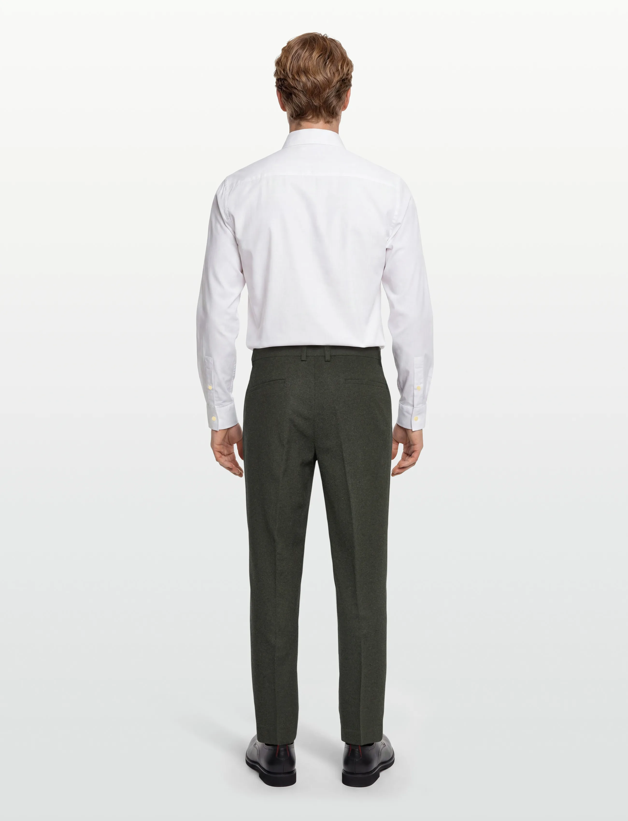 Lindbergh - Flannel wool blend formal pant - anzugshosen - dk army mel - 4