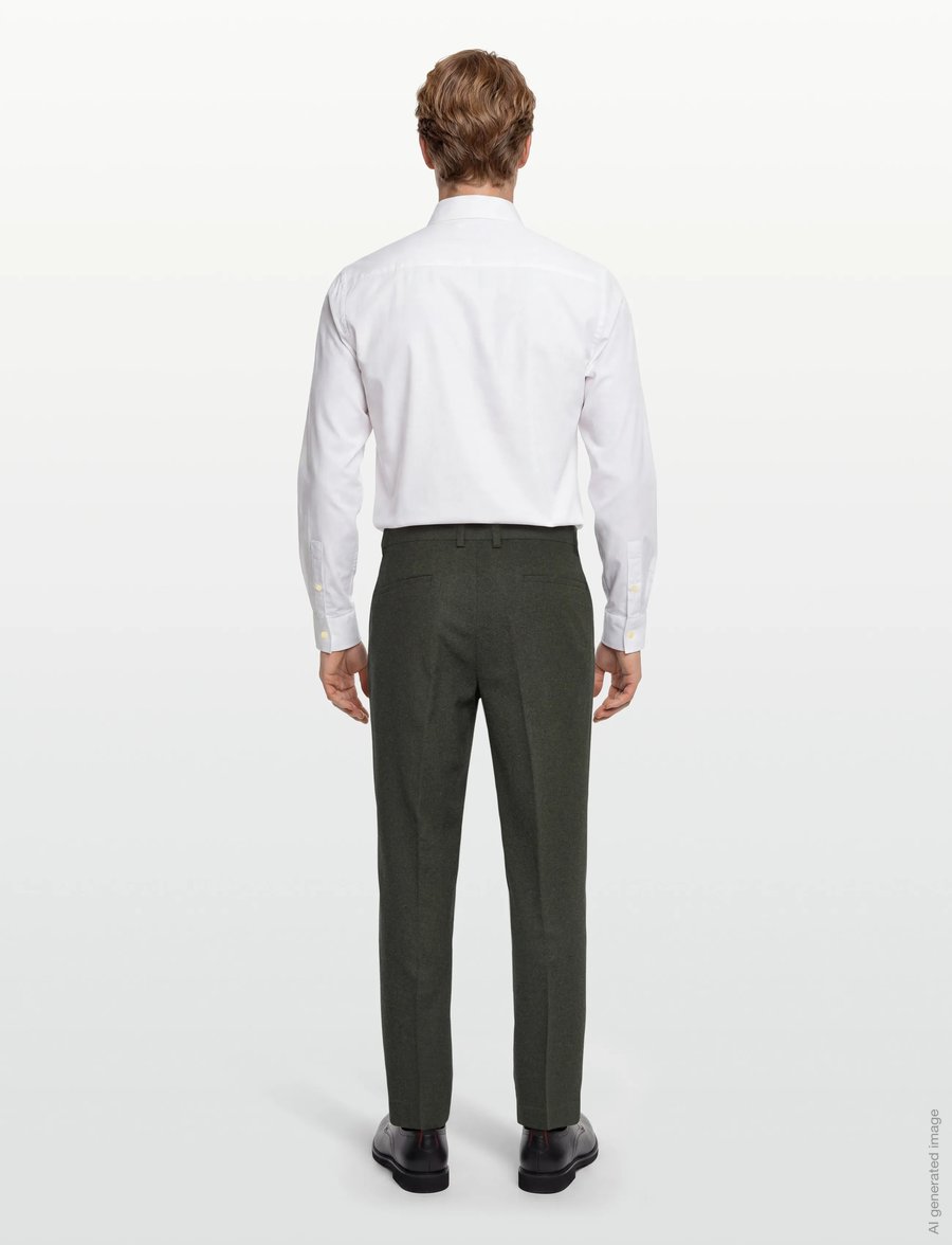 Lindbergh - Flannel wool blend formal pant - anzugshosen - dk army mel - 4
