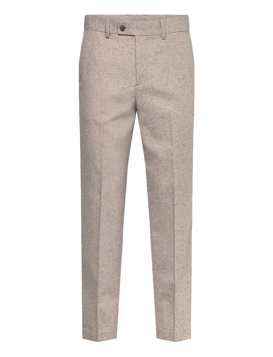 Lindbergh - Flannel wool blend formal pant - anzugshosen - dk sand mel - 1