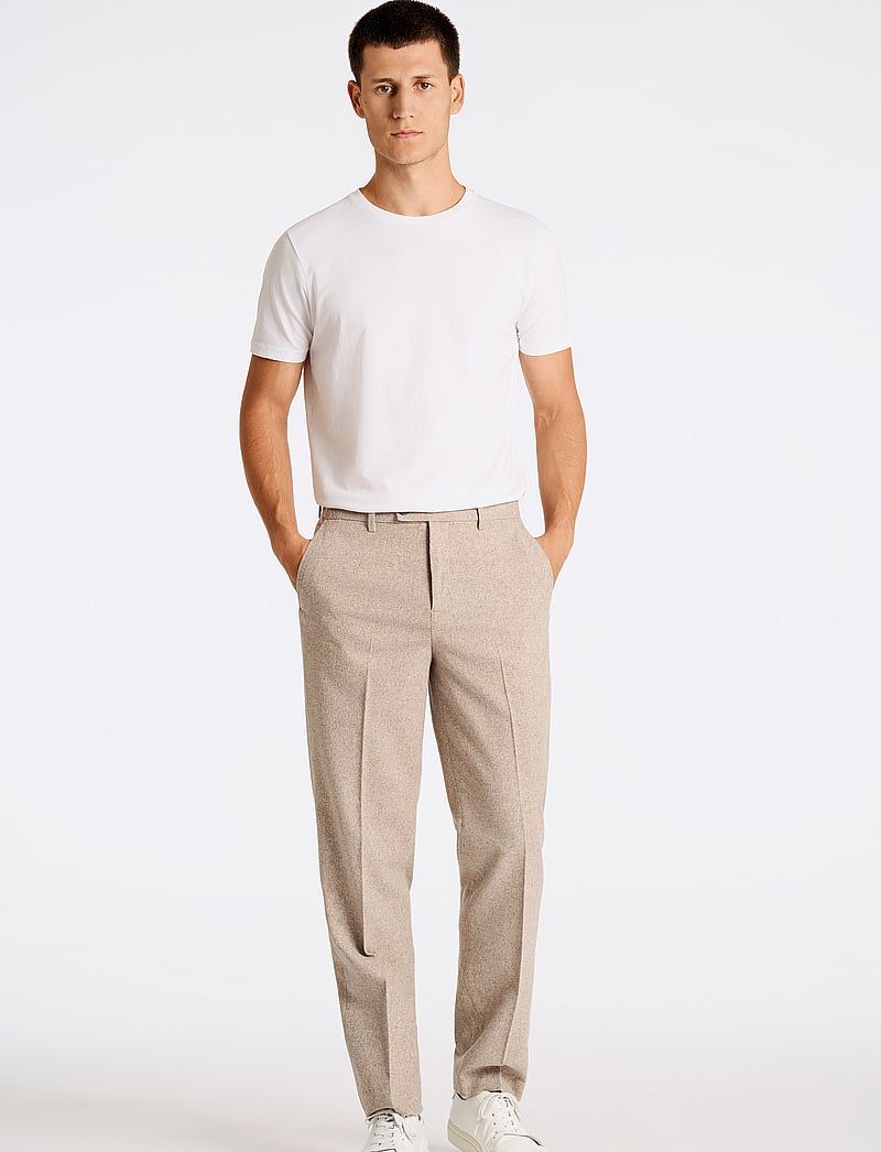 Lindbergh - Flannel wool blend formal pant - habitbukser - dk sand mel - 4