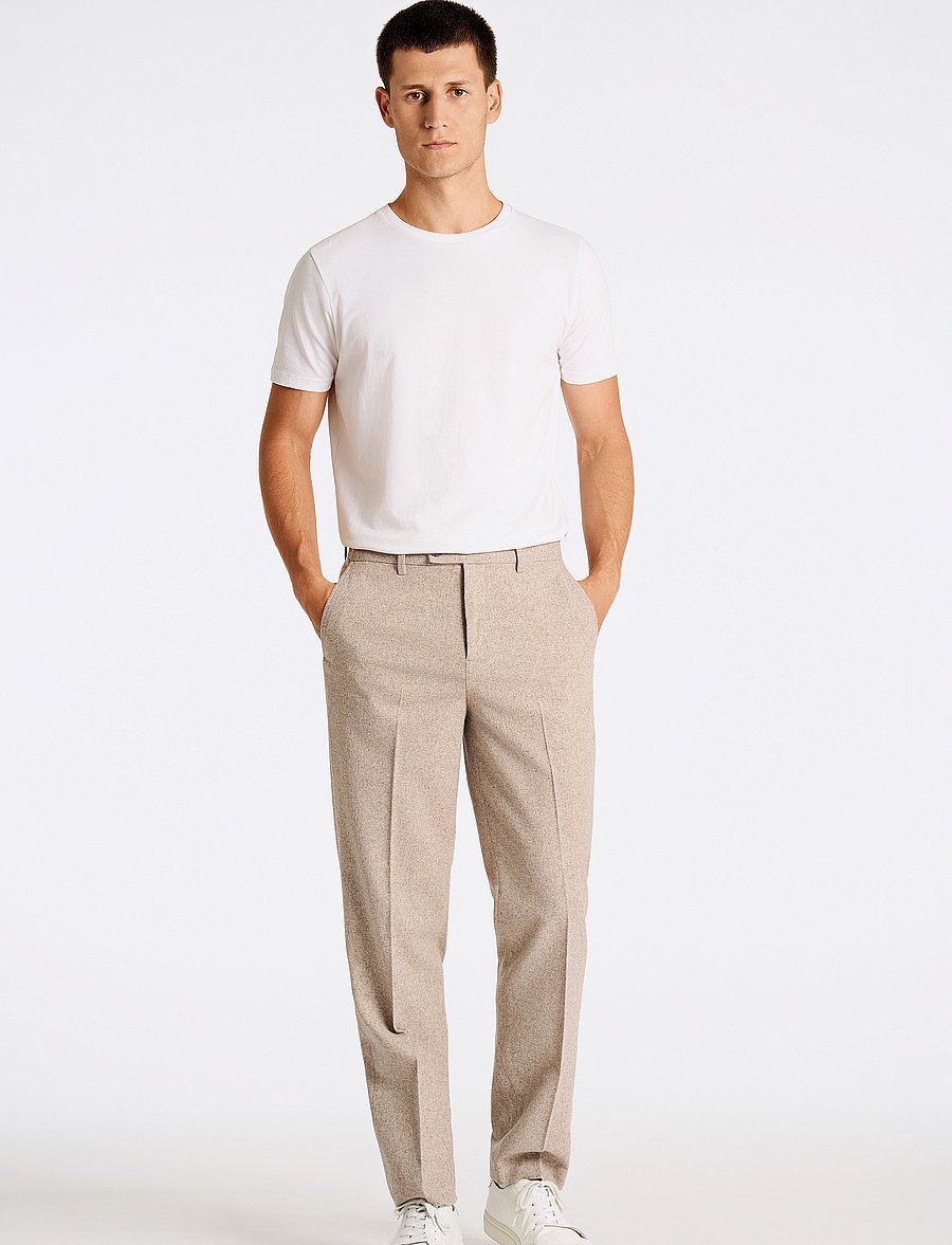 Lindbergh - Flannel wool blend formal pant - anzugshosen - dk sand mel - 4