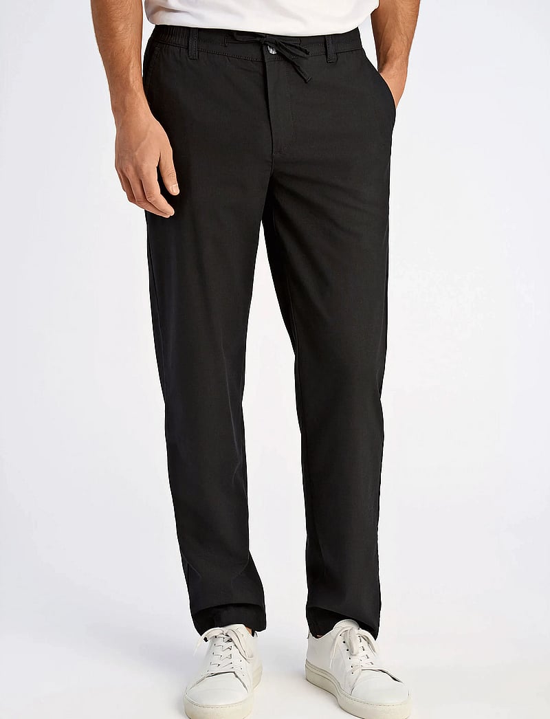 Lindbergh - Linen pants - hørbukser - black - 0