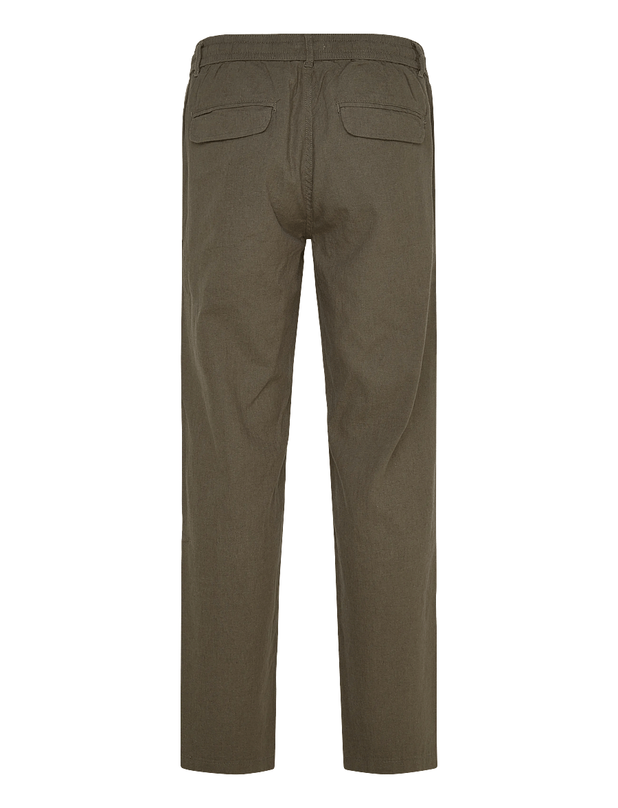 Lindbergh - Linen pants - linnebyxor - dk army - 2