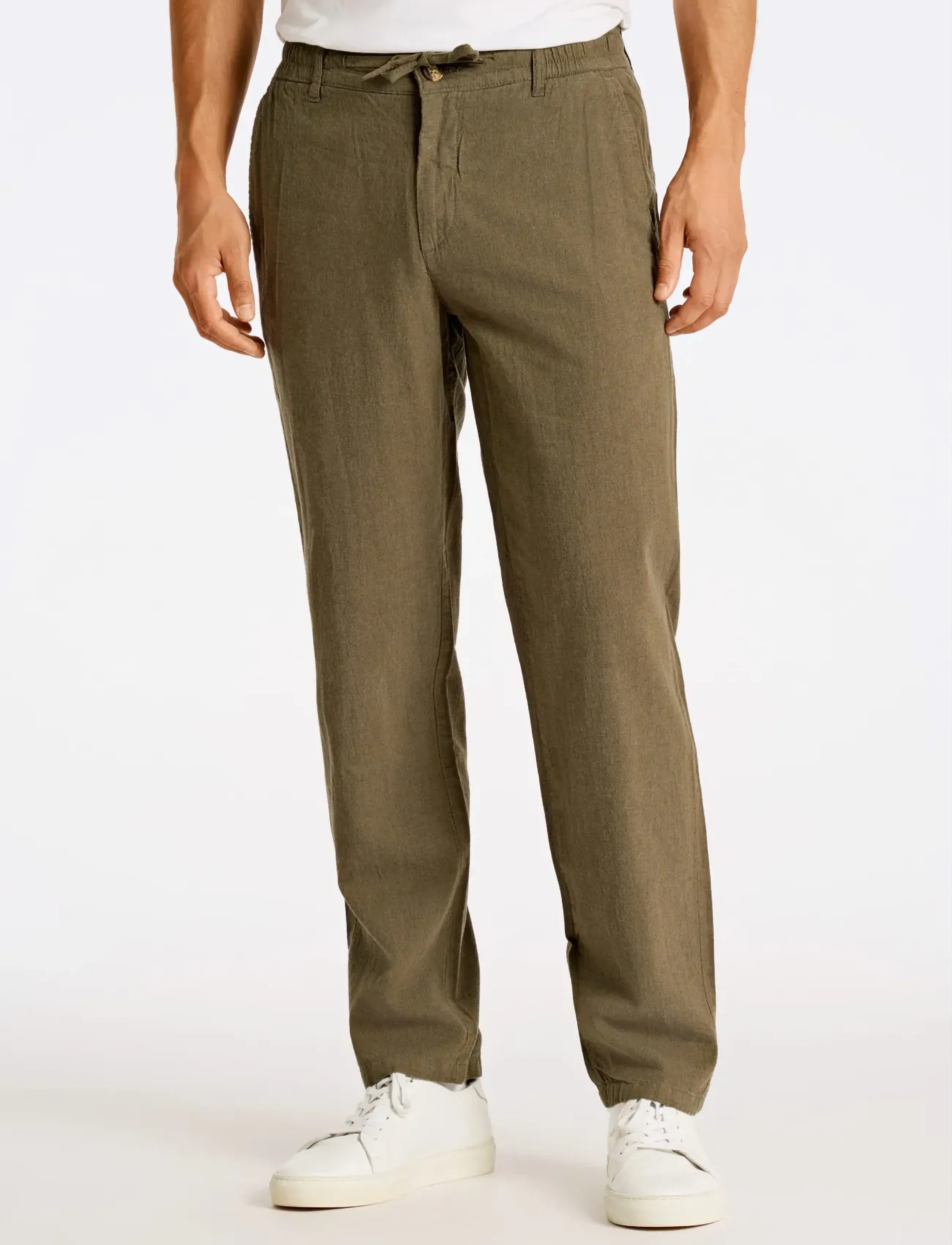 Lindbergh Linen pants - Tøj - DK ARMY / green