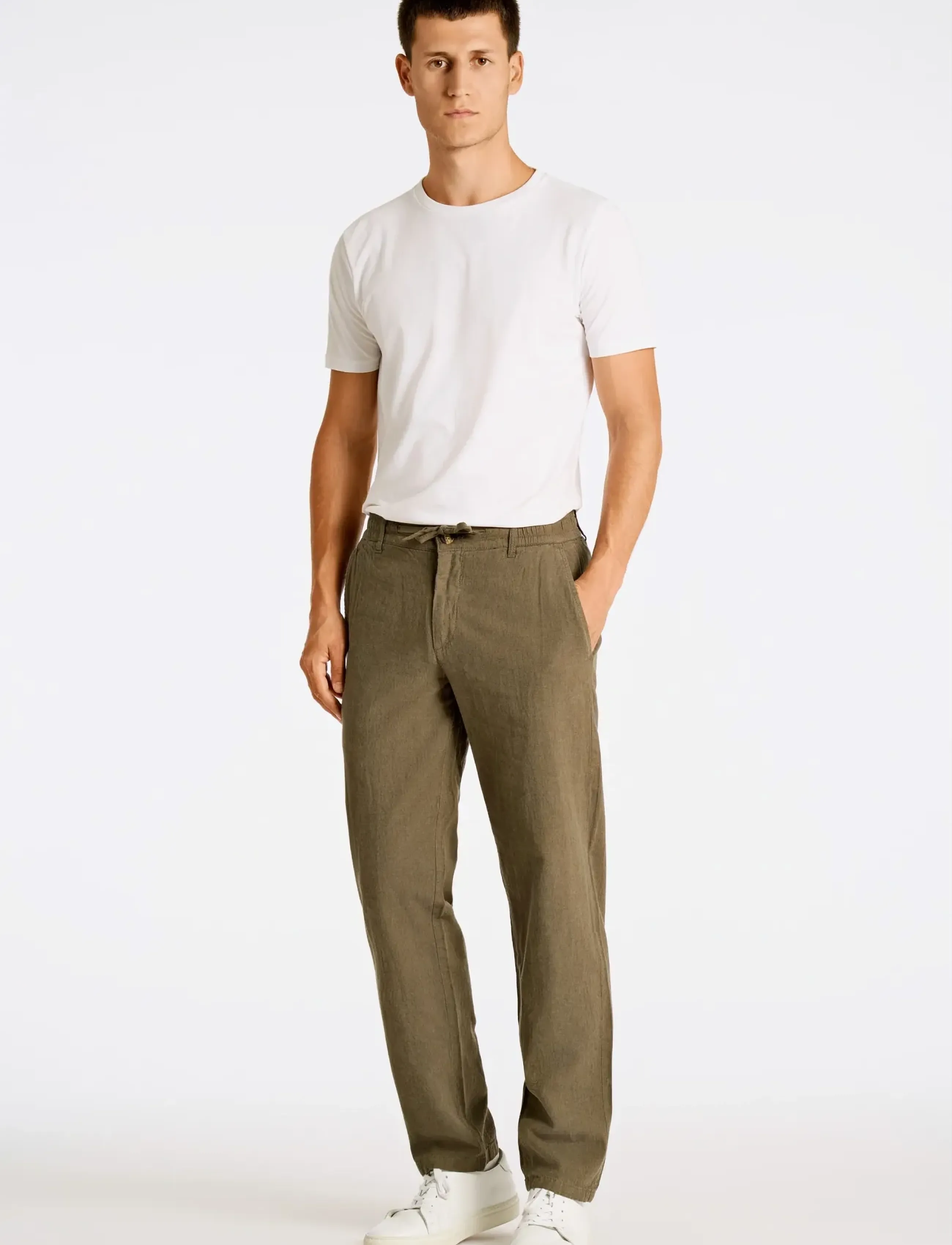 Lindbergh - Linen pants - linnebyxor - dk army - 3