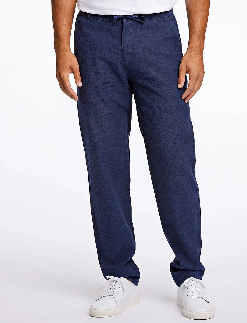 Lindbergh - Linen pants - hørbukser - dk blue - 0