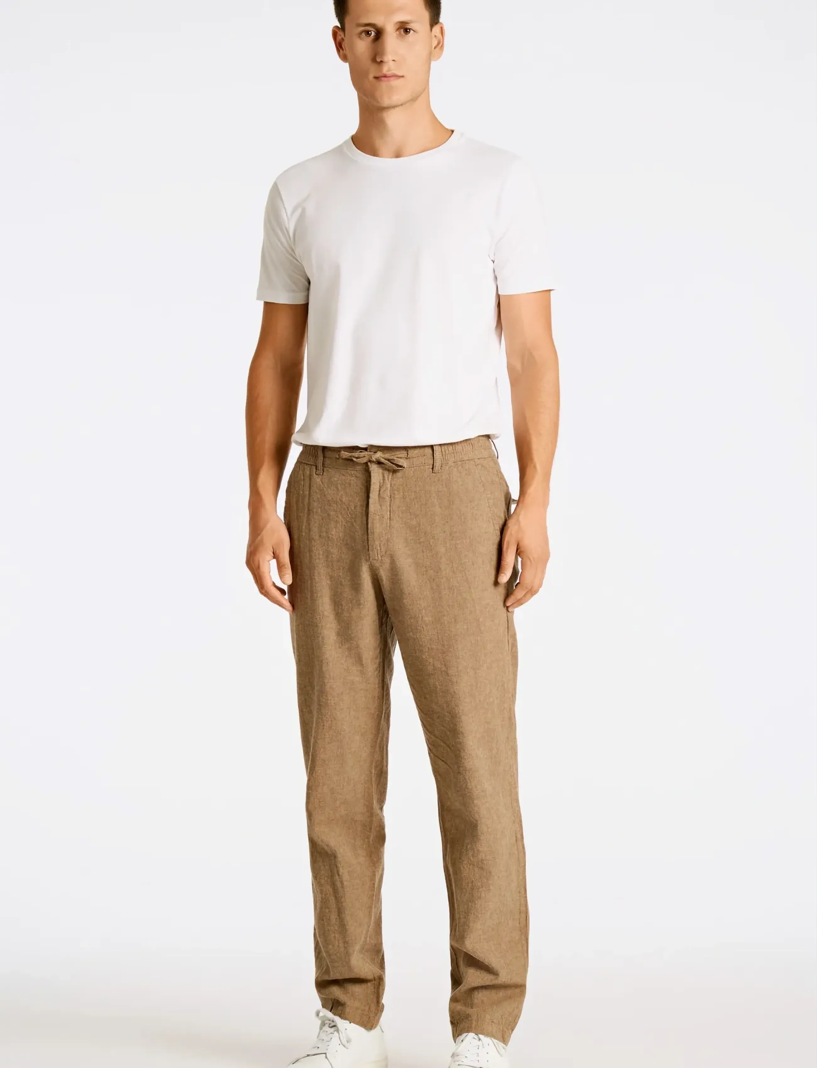 Lindbergh - Linen pants - linnebyxor - dk stone - 3