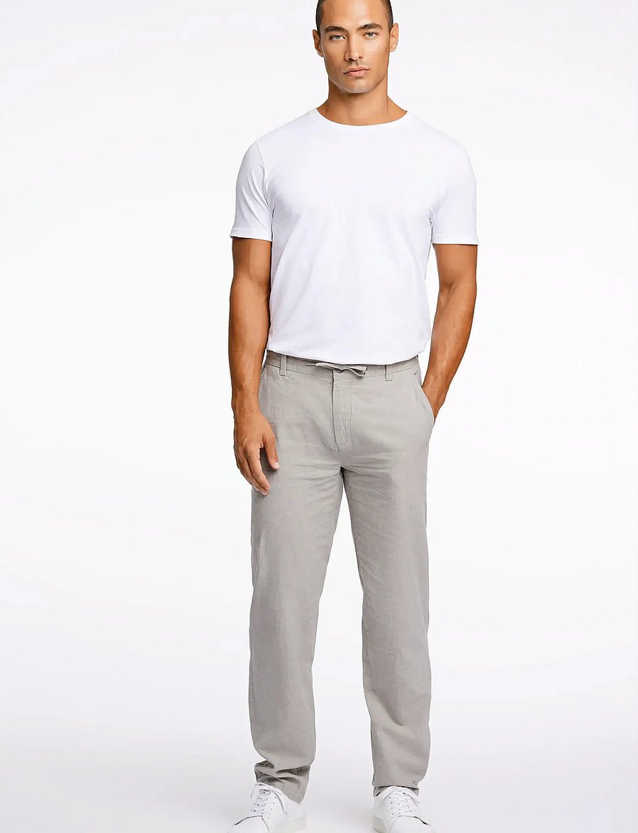 Lindbergh - Linen pants - hørbukser - grey - 3