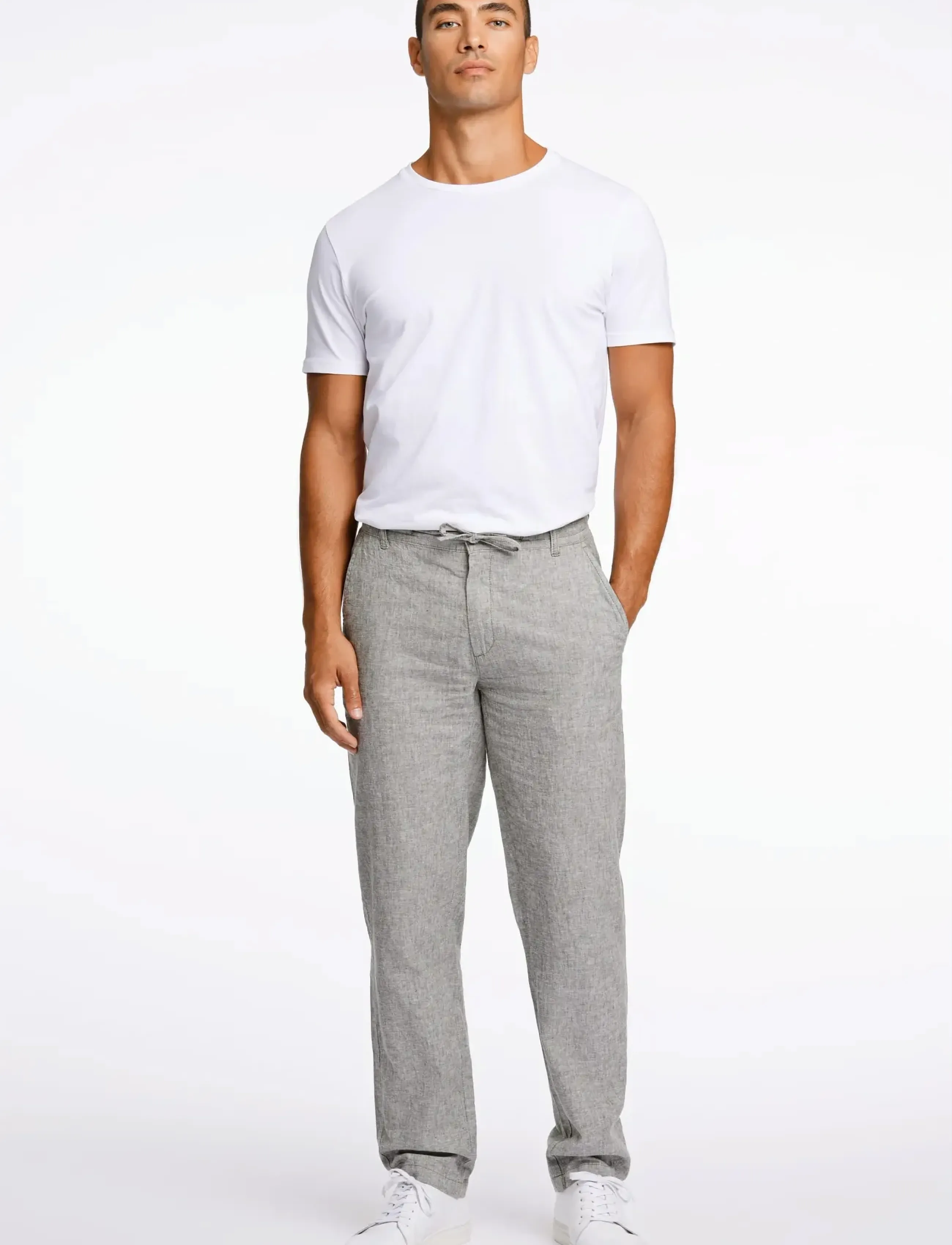 Lindbergh Linen pants - Lindbergh - LT ARMY / grey