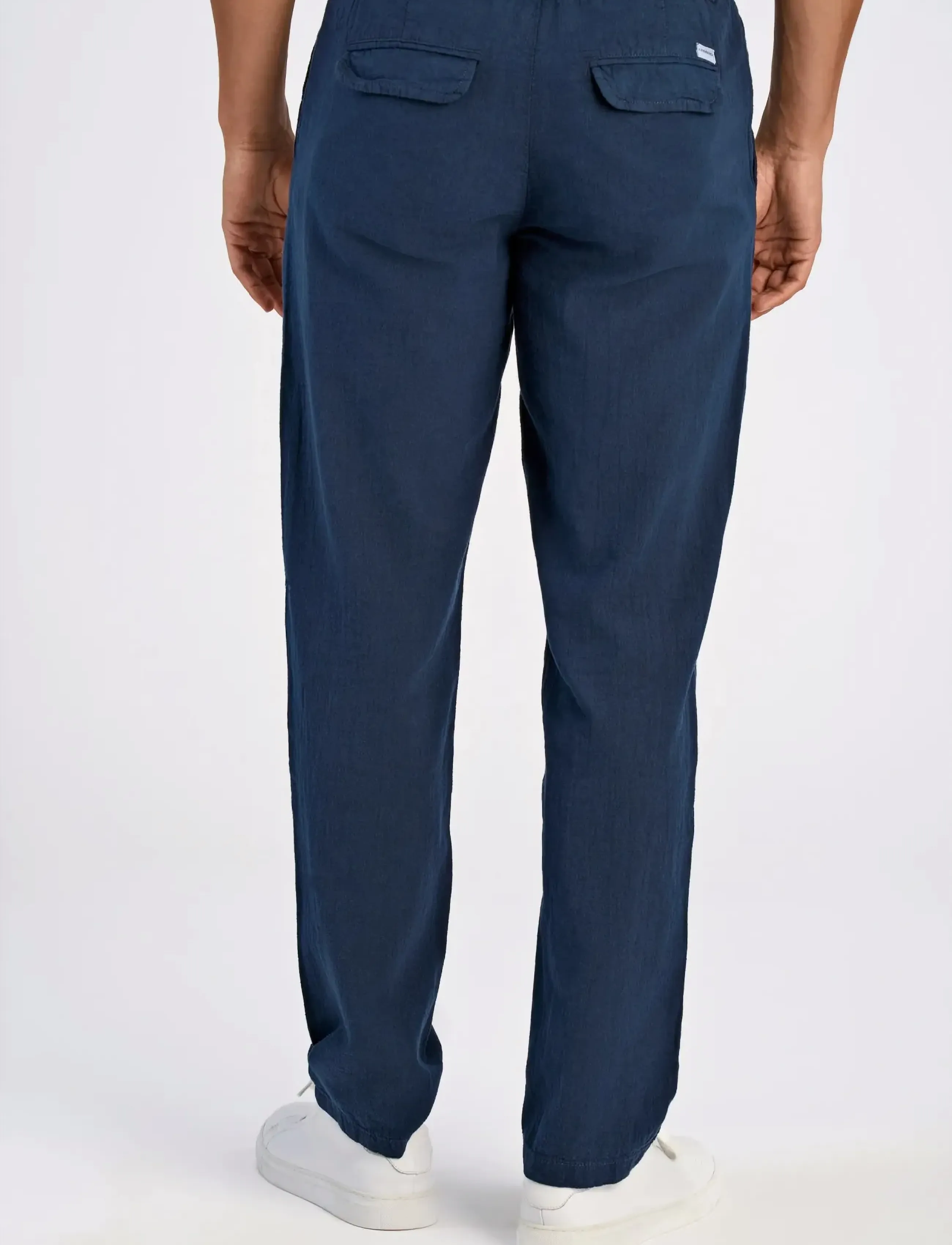 Lindbergh - Linen pants - hørbukser - navy - 4