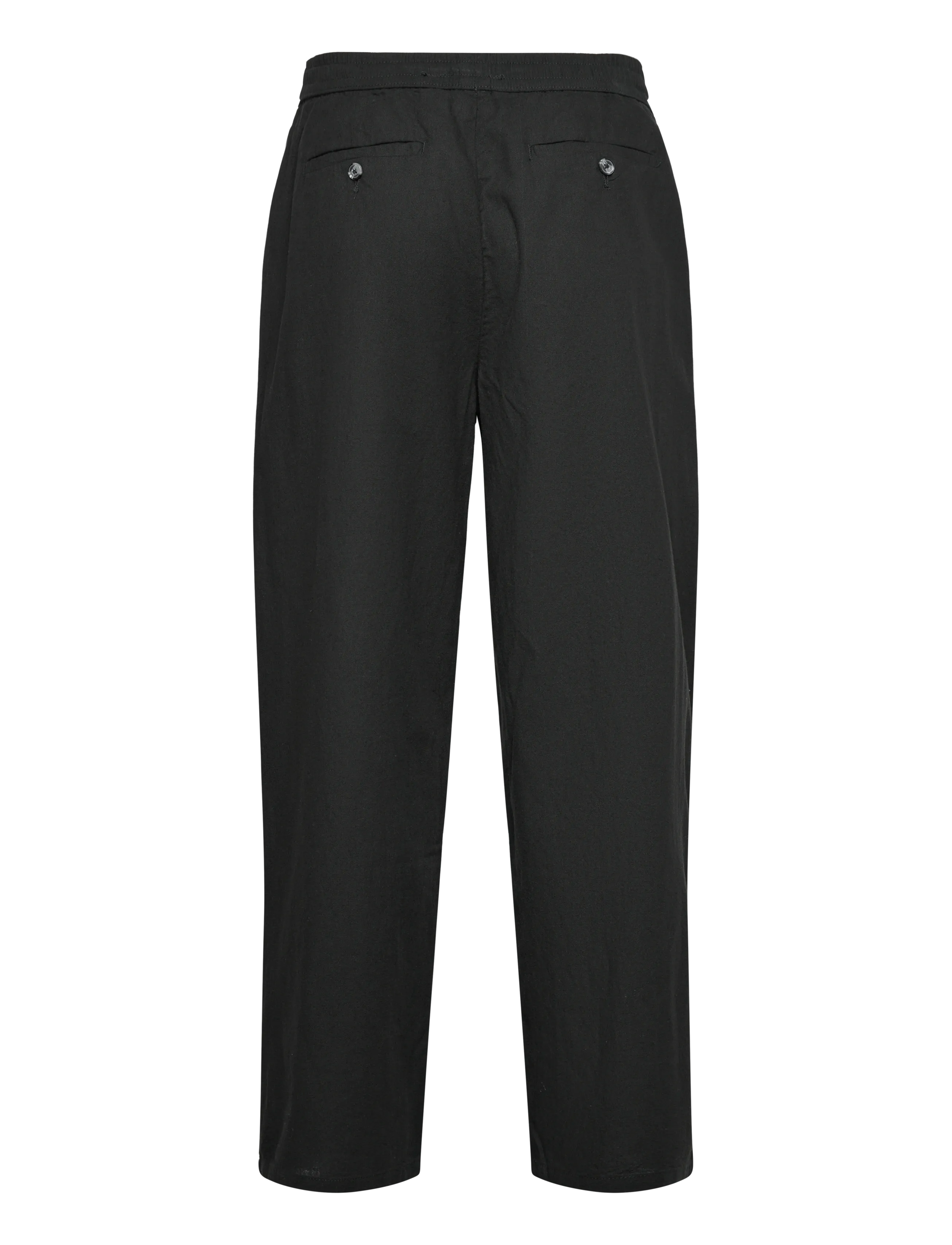 Lindbergh - Linen wide fit pants - linnebyxor - black - 2