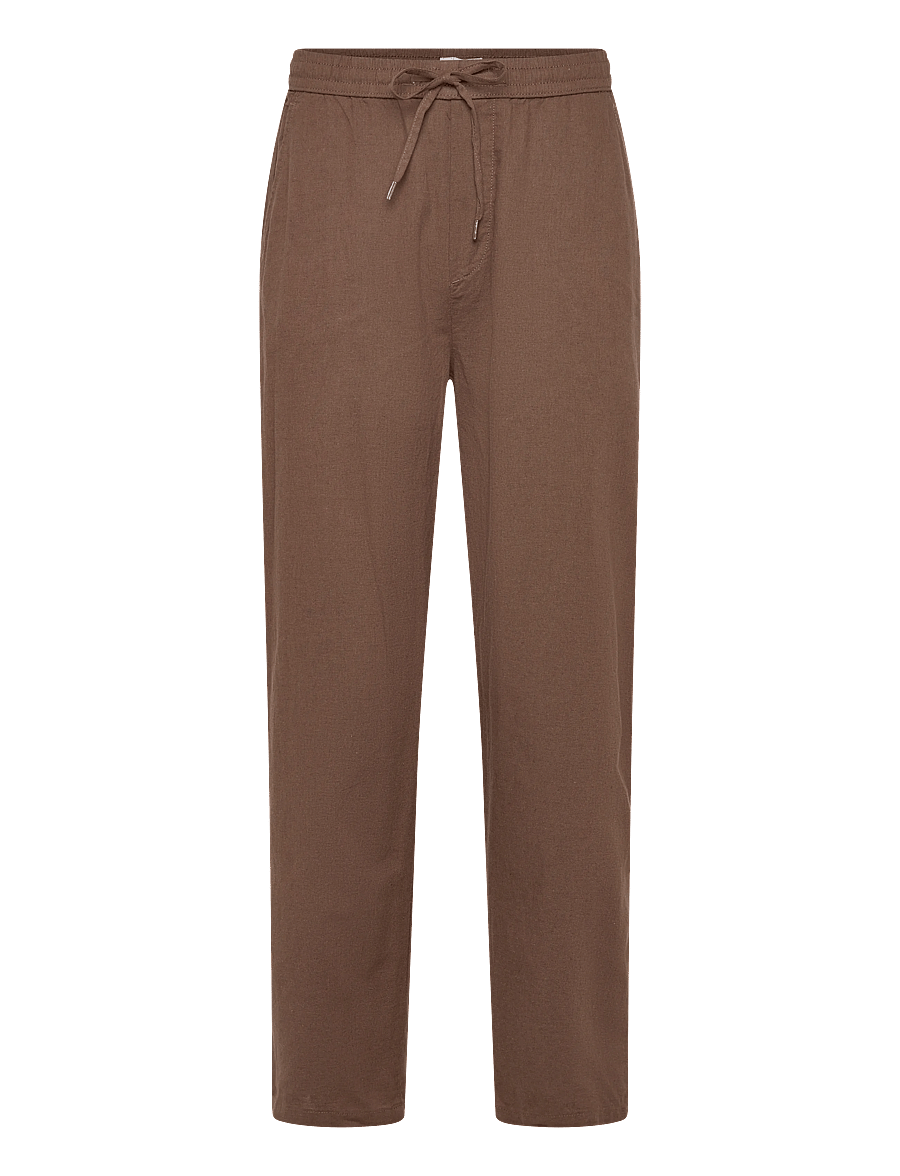 Lindbergh - Linen wide fit pants - linased püksid - brown - 1