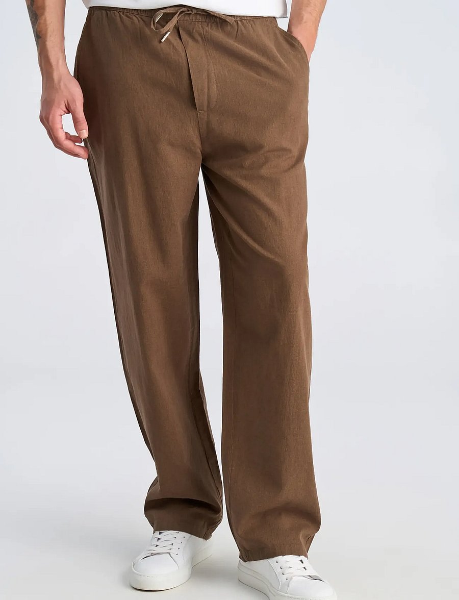 Lindbergh - Linen wide fit pants - linased püksid - brown - 3
