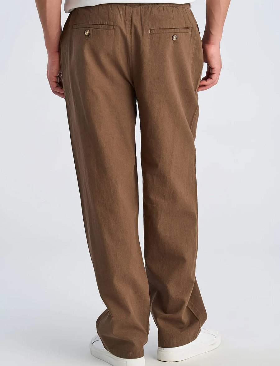 Lindbergh - Linen wide fit pants - linased püksid - brown - 4