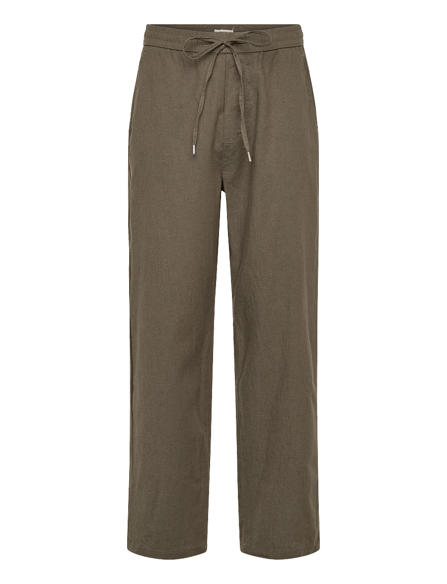 Lindbergh - Linen wide fit pants - leinenhosen - dk army - 1