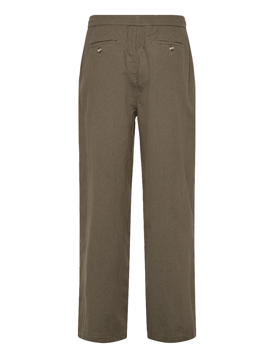 Lindbergh - Linen wide fit pants - leinenhosen - dk army - 2