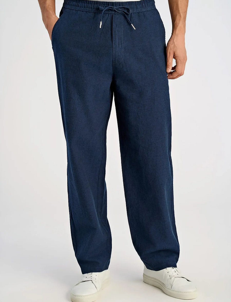 Lindbergh - Linen wide fit pants - leinenhosen - dk blue - 3