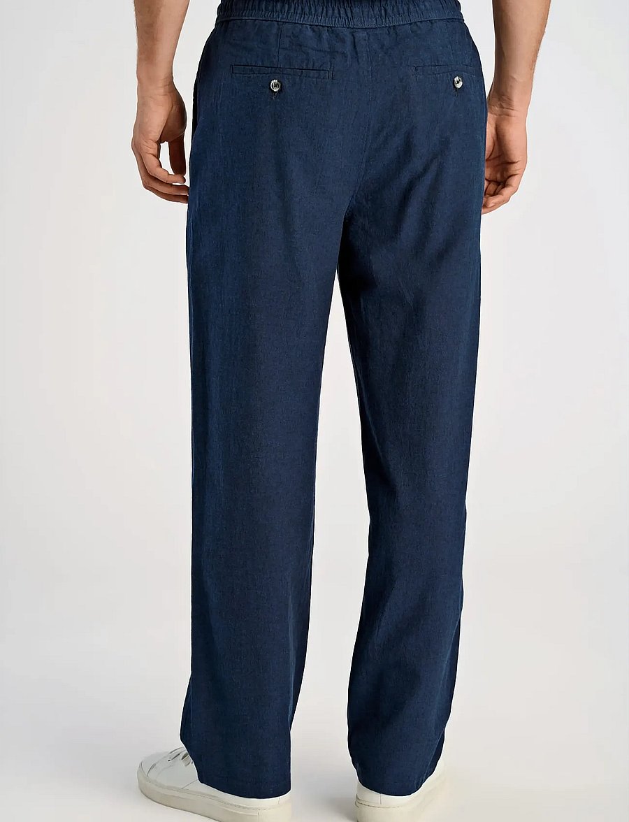Lindbergh - Linen wide fit pants - leinenhosen - dk blue - 4
