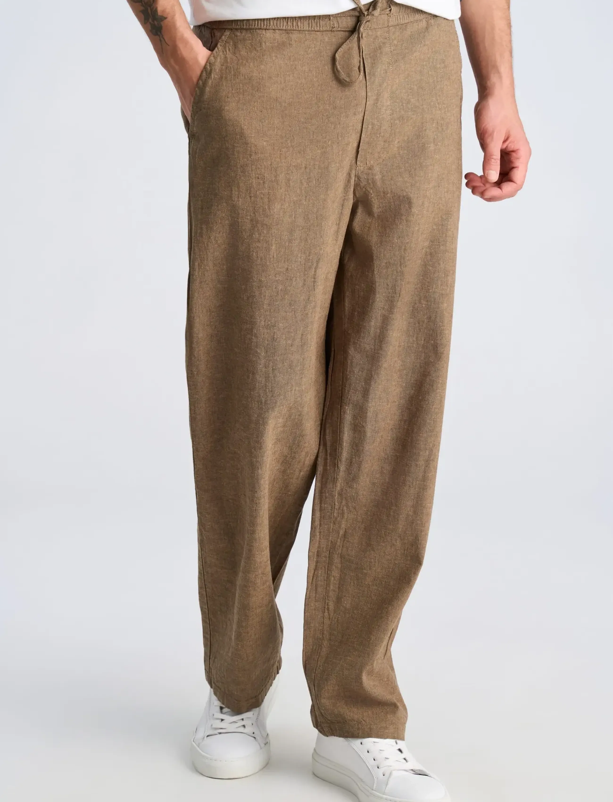 Lindbergh - Linen wide fit pants - linased püksid - dk stone - 3