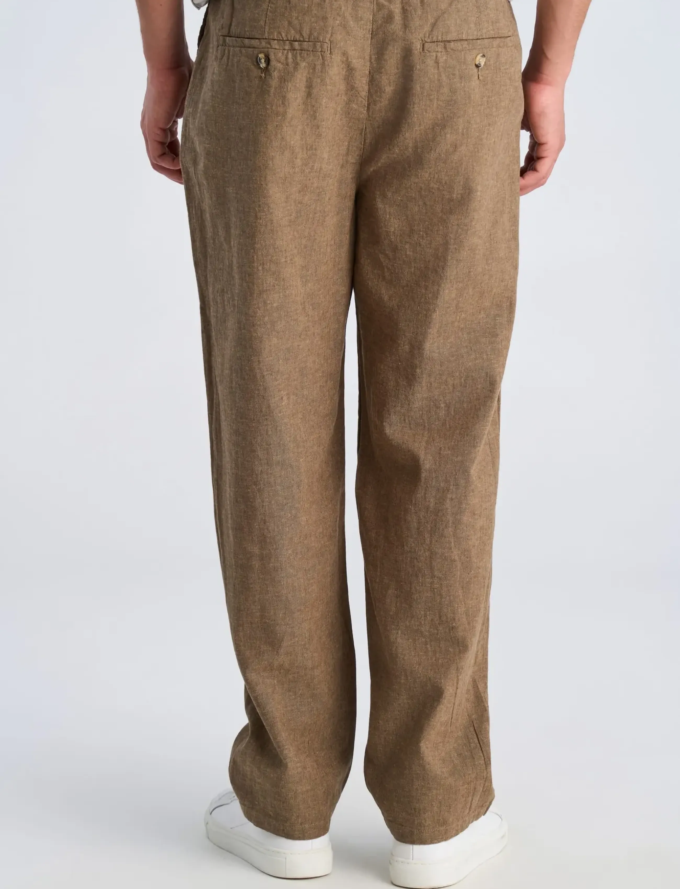 Lindbergh - Linen wide fit pants - linased püksid - dk stone - 4