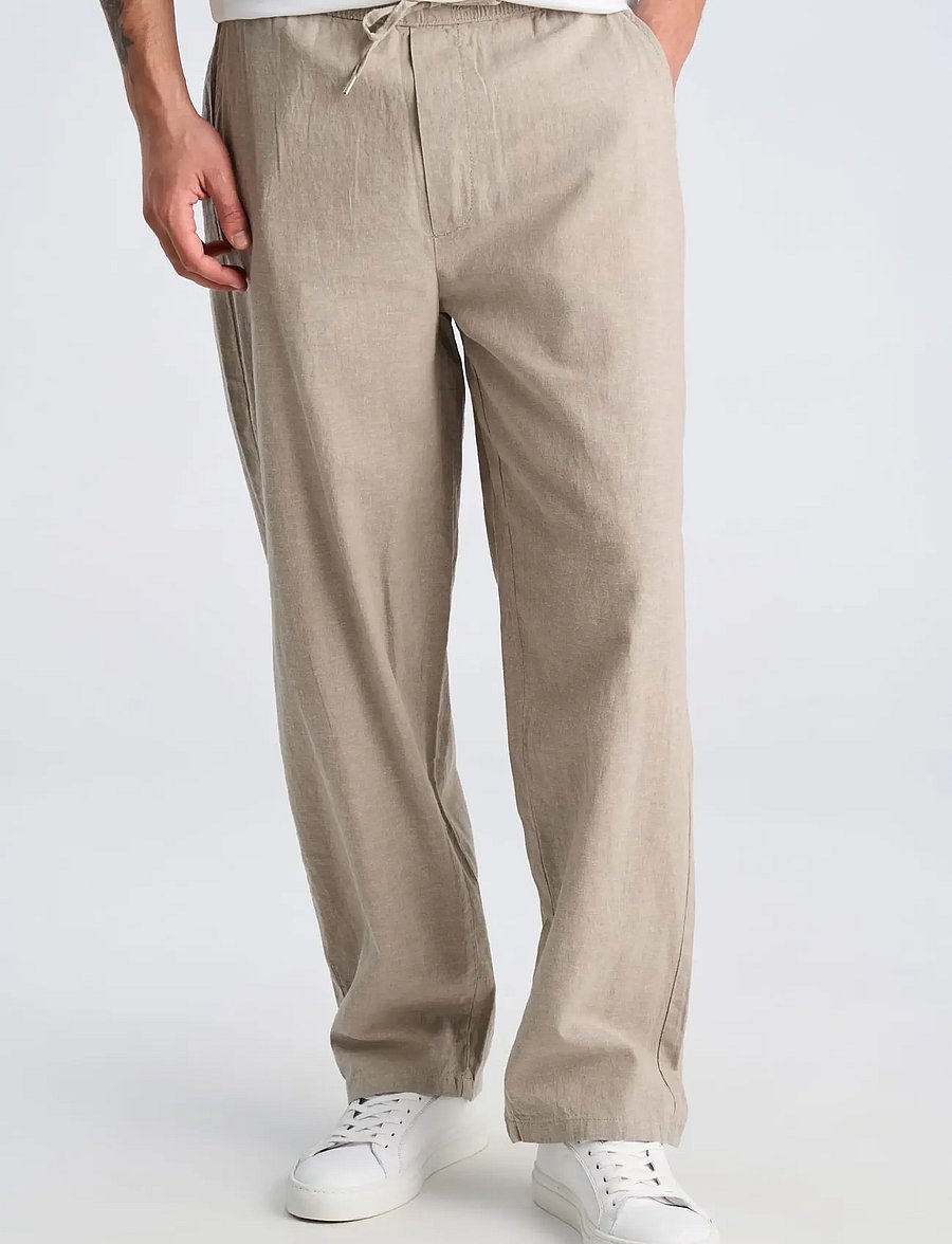 Lindbergh - Linen wide fit pants - linased püksid - grey - 3