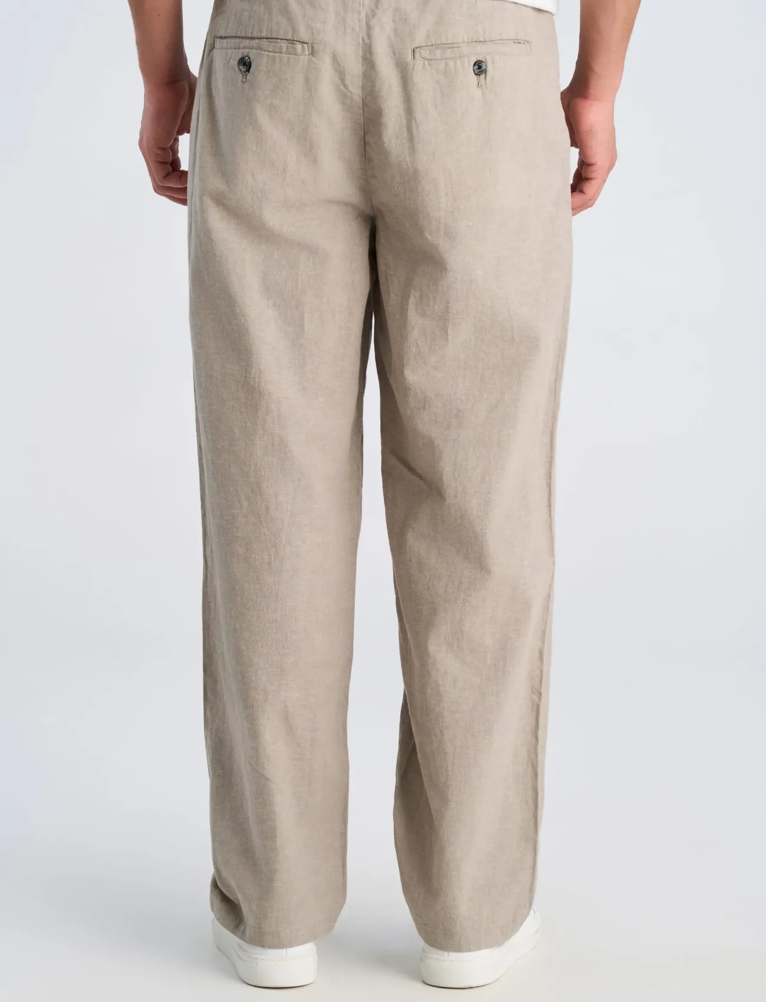Lindbergh - Linen wide fit pants - linnebyxor - grey - 4