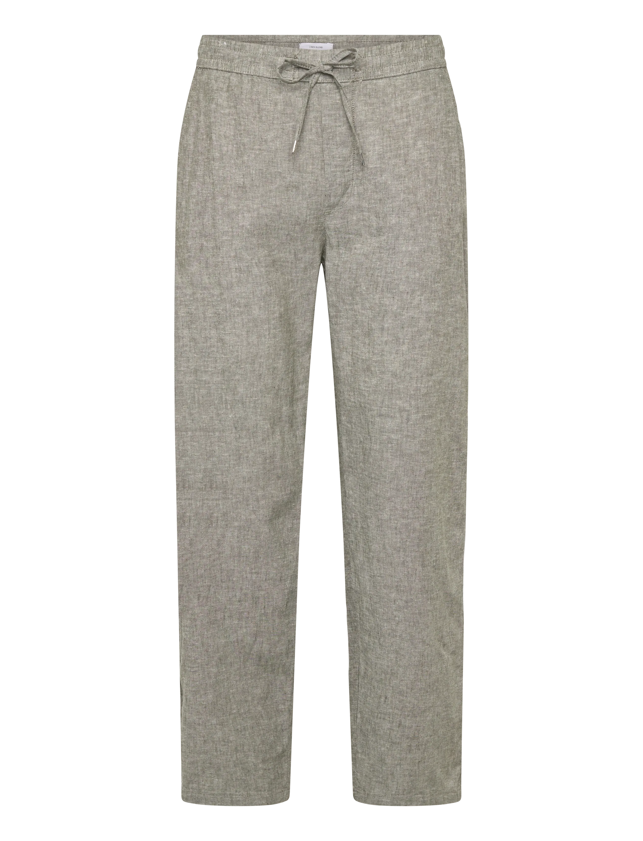 Lindbergh Linen wide fit pants - Hosen - LT ARMY / grey