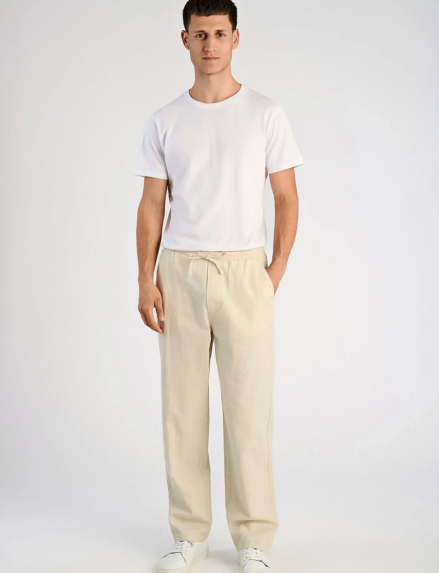 Lindbergh - Linen wide fit pants - linnebyxor - lt sand - 0