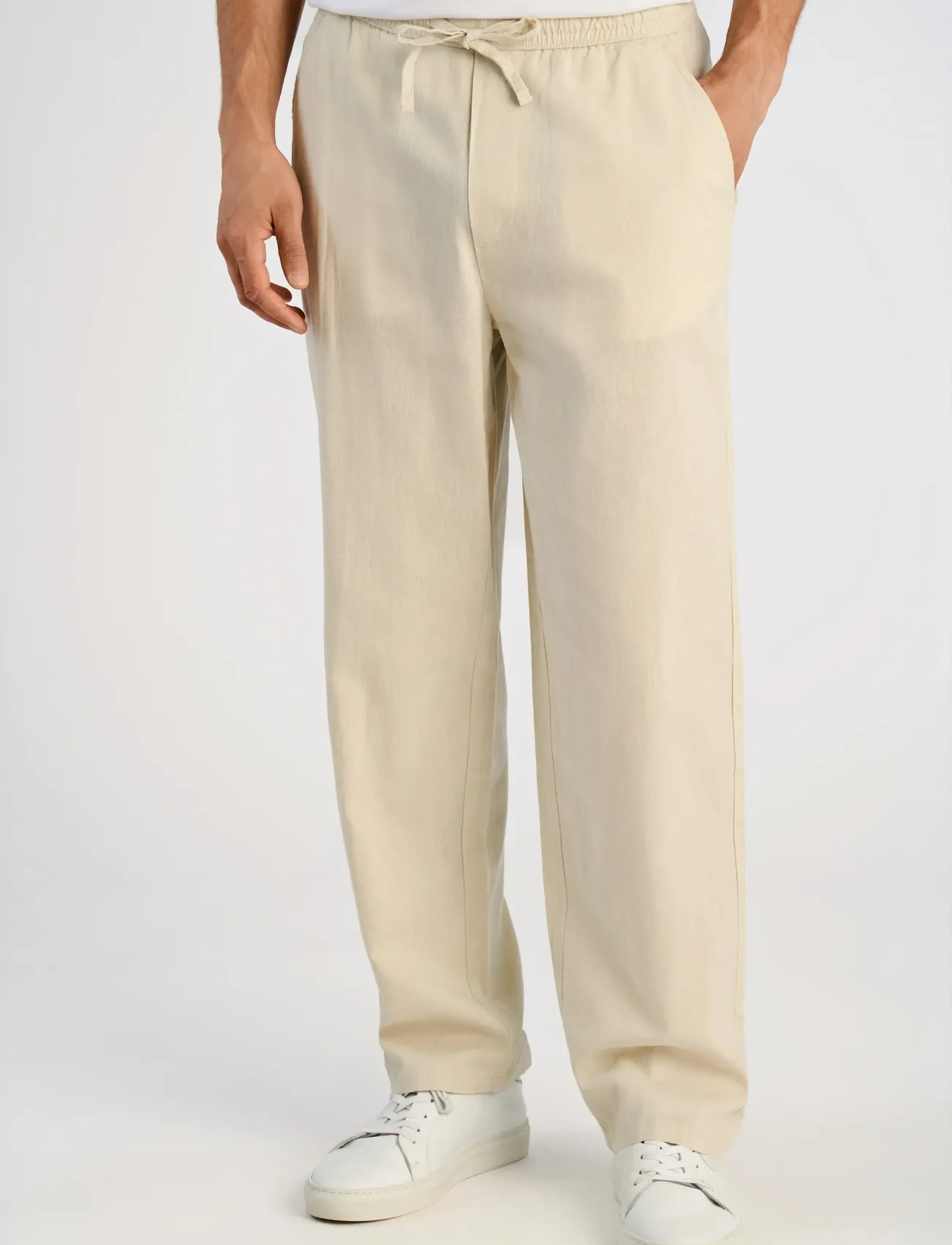 Lindbergh - Linen wide fit pants - leinenhosen - lt sand - 3