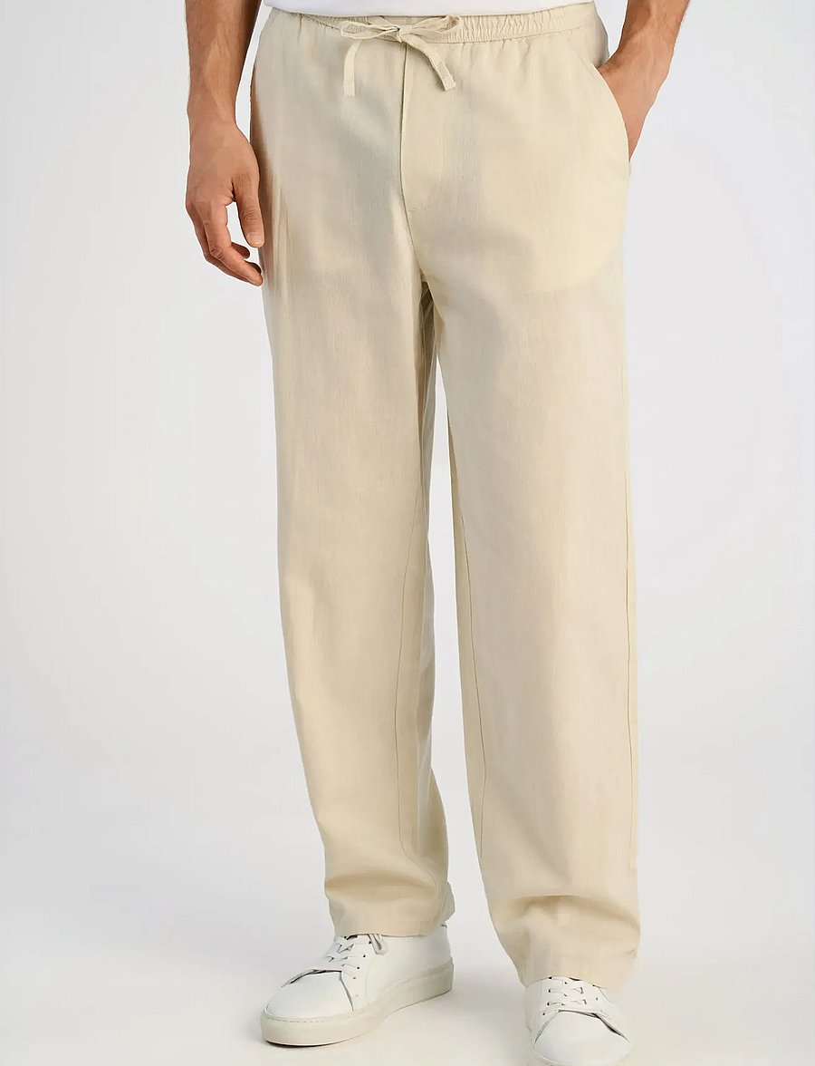 Lindbergh - Linen wide fit pants - linnebyxor - lt sand - 3