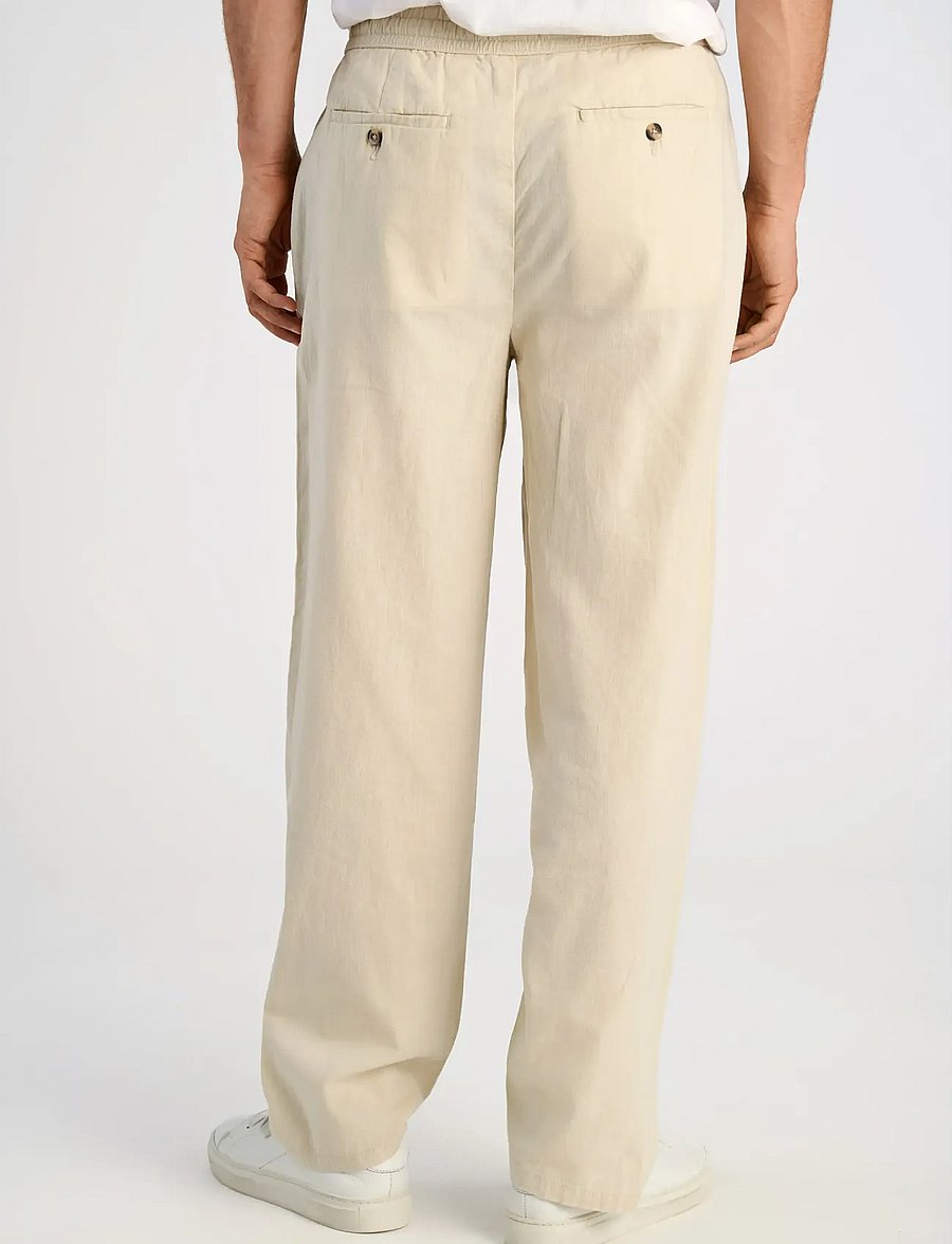 Lindbergh - Linen wide fit pants - linnebyxor - lt sand - 4