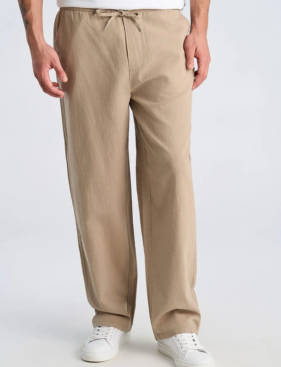 Lindbergh - Linen wide fit pants - hørbukser - sand - 3