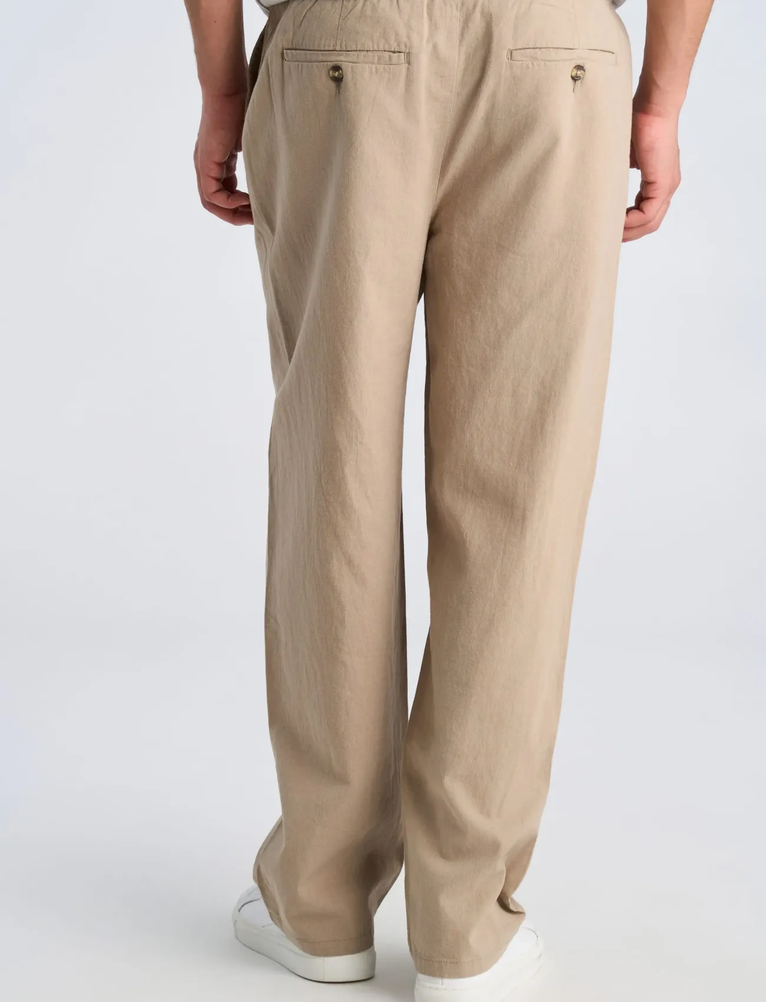 Lindbergh - Linen wide fit pants - hørbukser - sand - 4