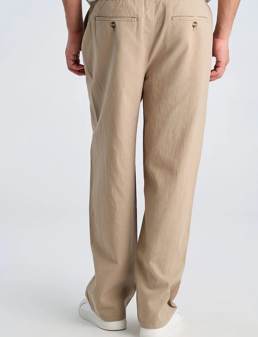 Lindbergh - Linen wide fit pants - hørbukser - sand - 4