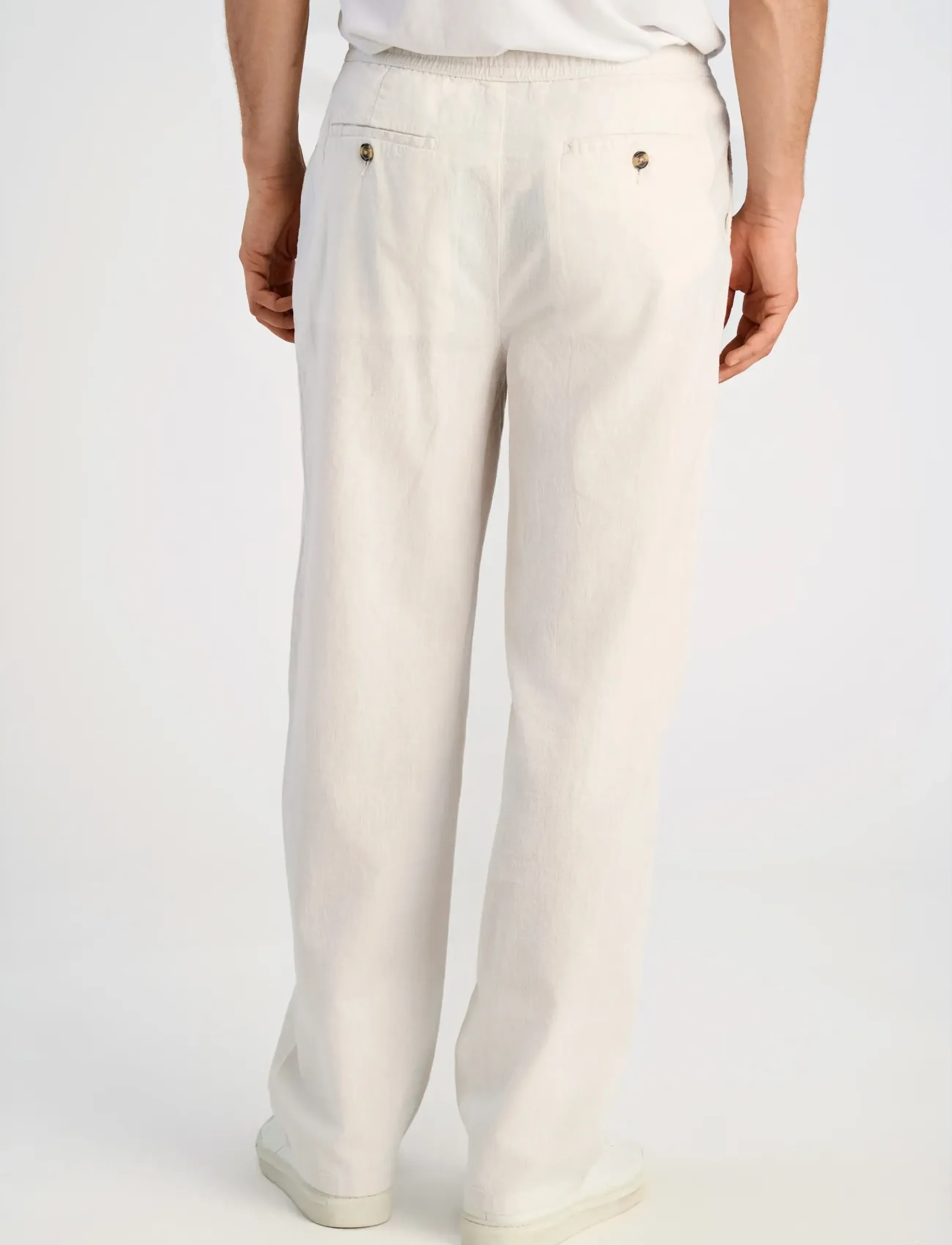 Lindbergh - Linen wide fit pants - linen trousers - white - 4