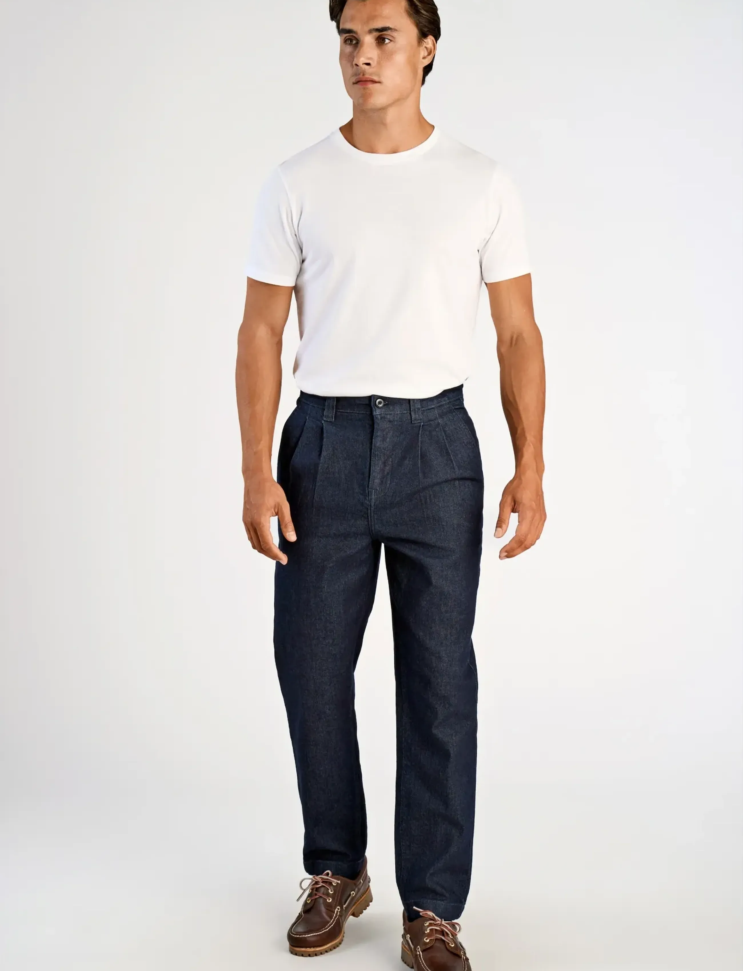 Lindbergh Indigo Double Pleat Pants, Mænd, Dobbelt Læg Bukser, Navy, Str: L