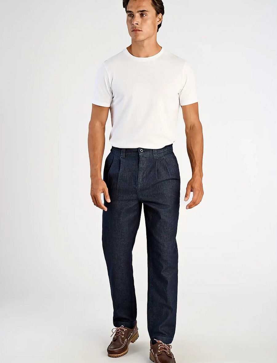 Lindbergh - Indigo double pleat pants - loose jeans - indigo blue - 0