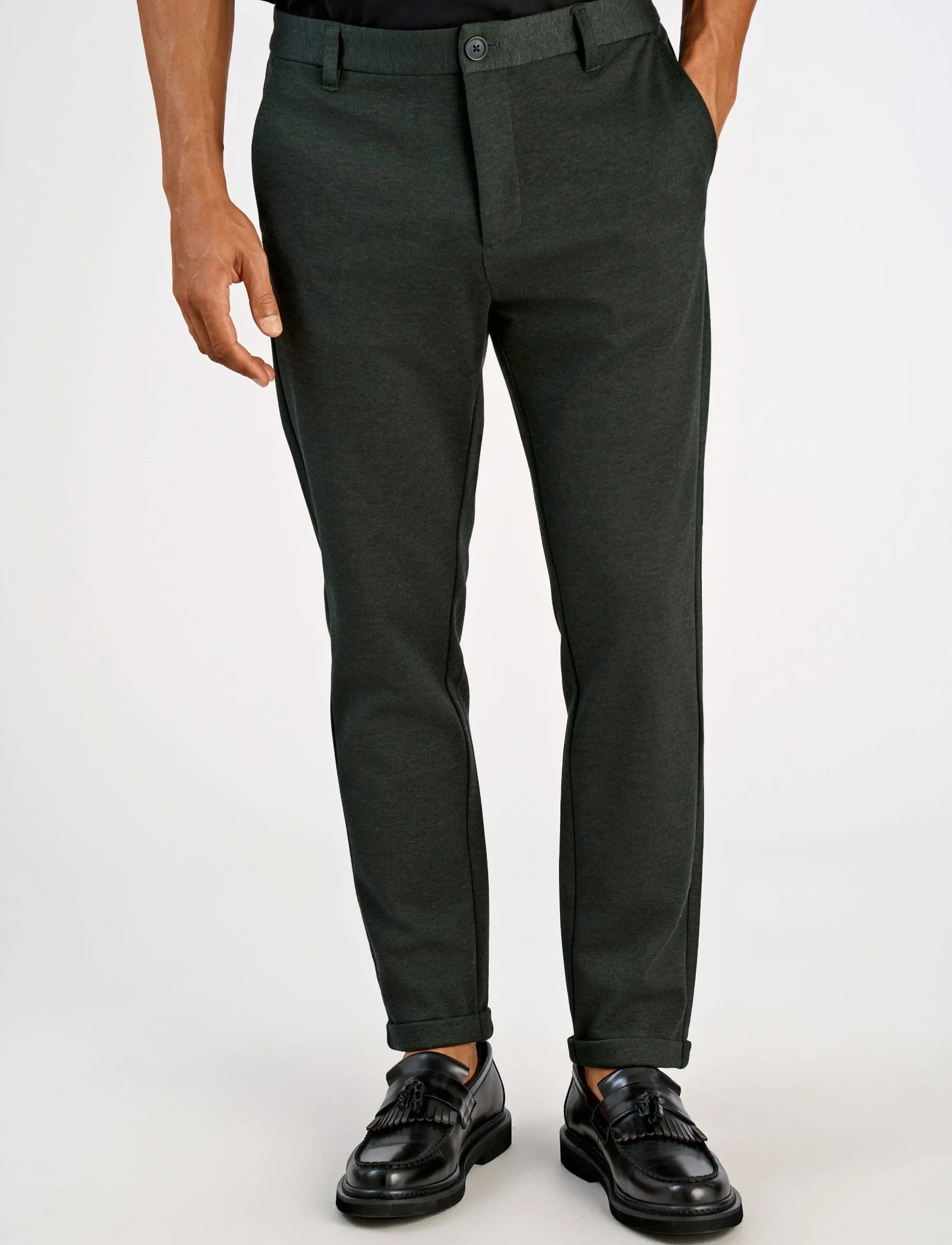 Lindbergh - Superflex knitted cropped pant - freizeithosen - army mix - 3