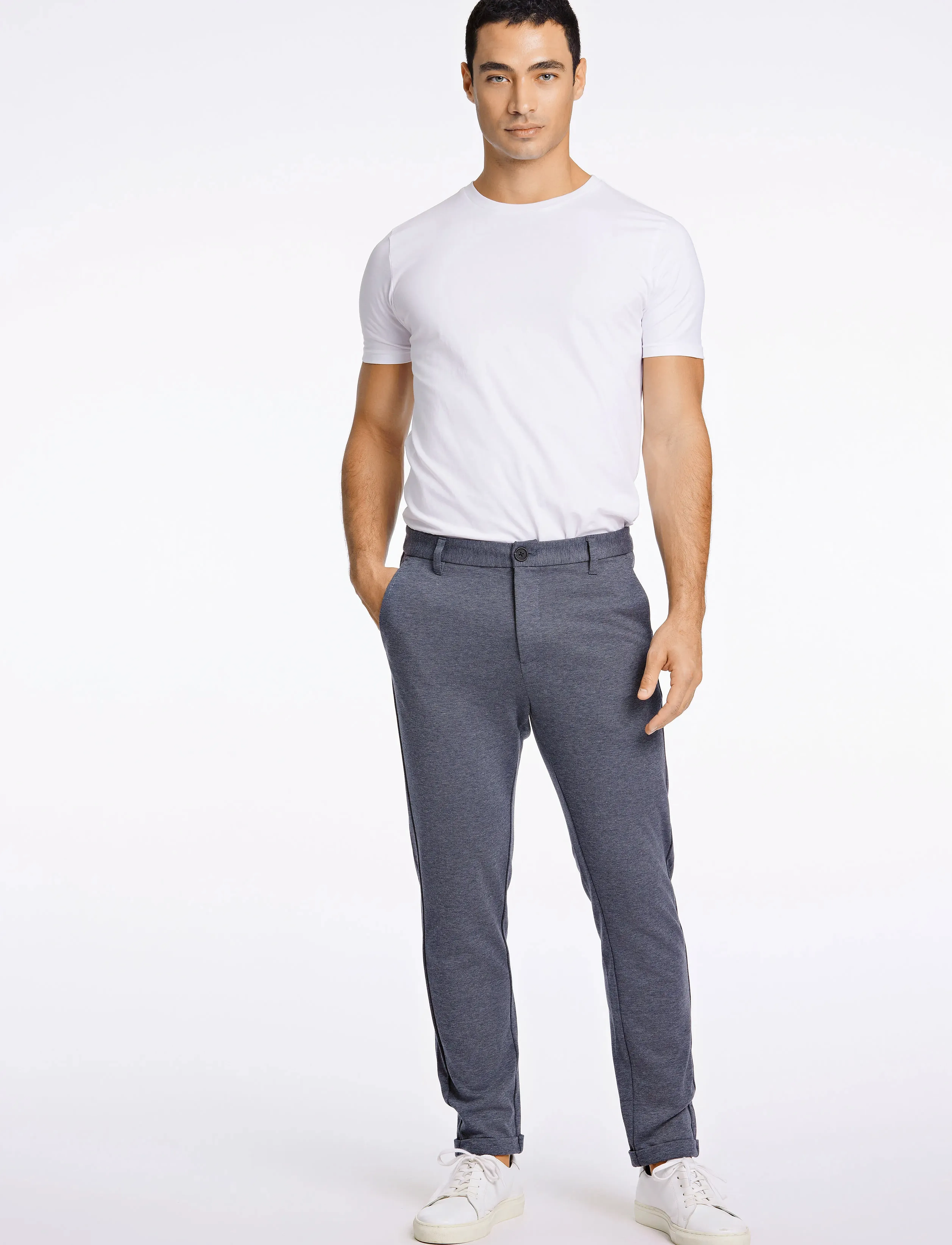Lindbergh - Superflex knitted cropped pant - casual trousers - blue mix - 4