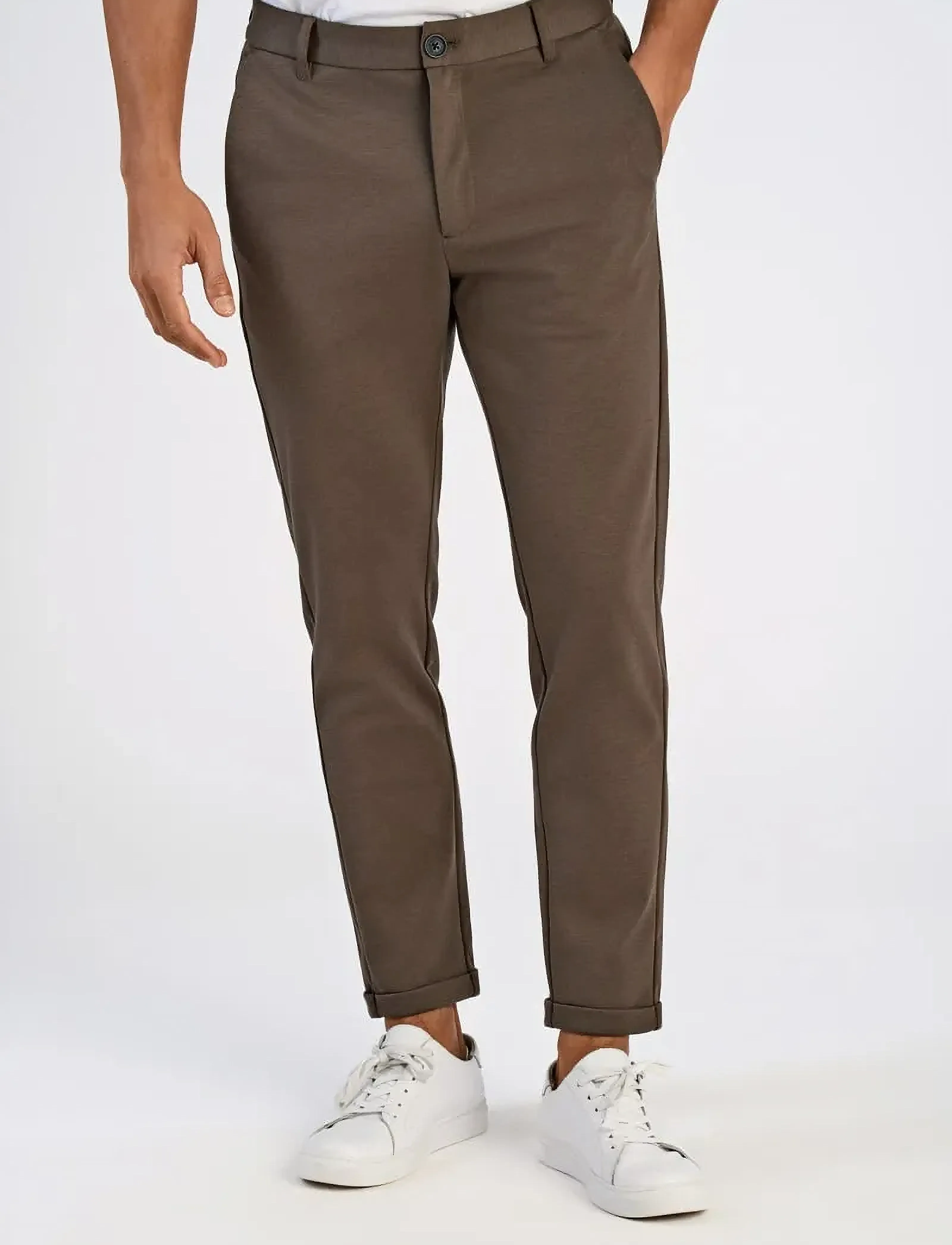 Lindbergh - Superflex knitted cropped pant - freizeithosen - dk army - 4