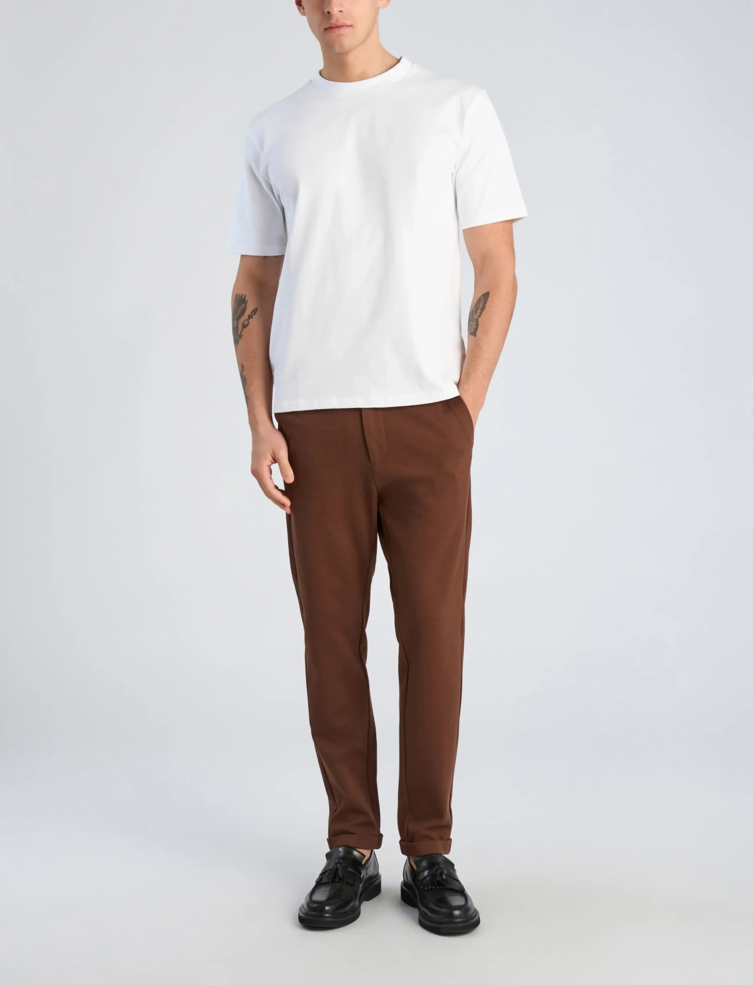 Lindbergh Superflex knitted cropped pant - Lindbergh - DK BROWN / brown