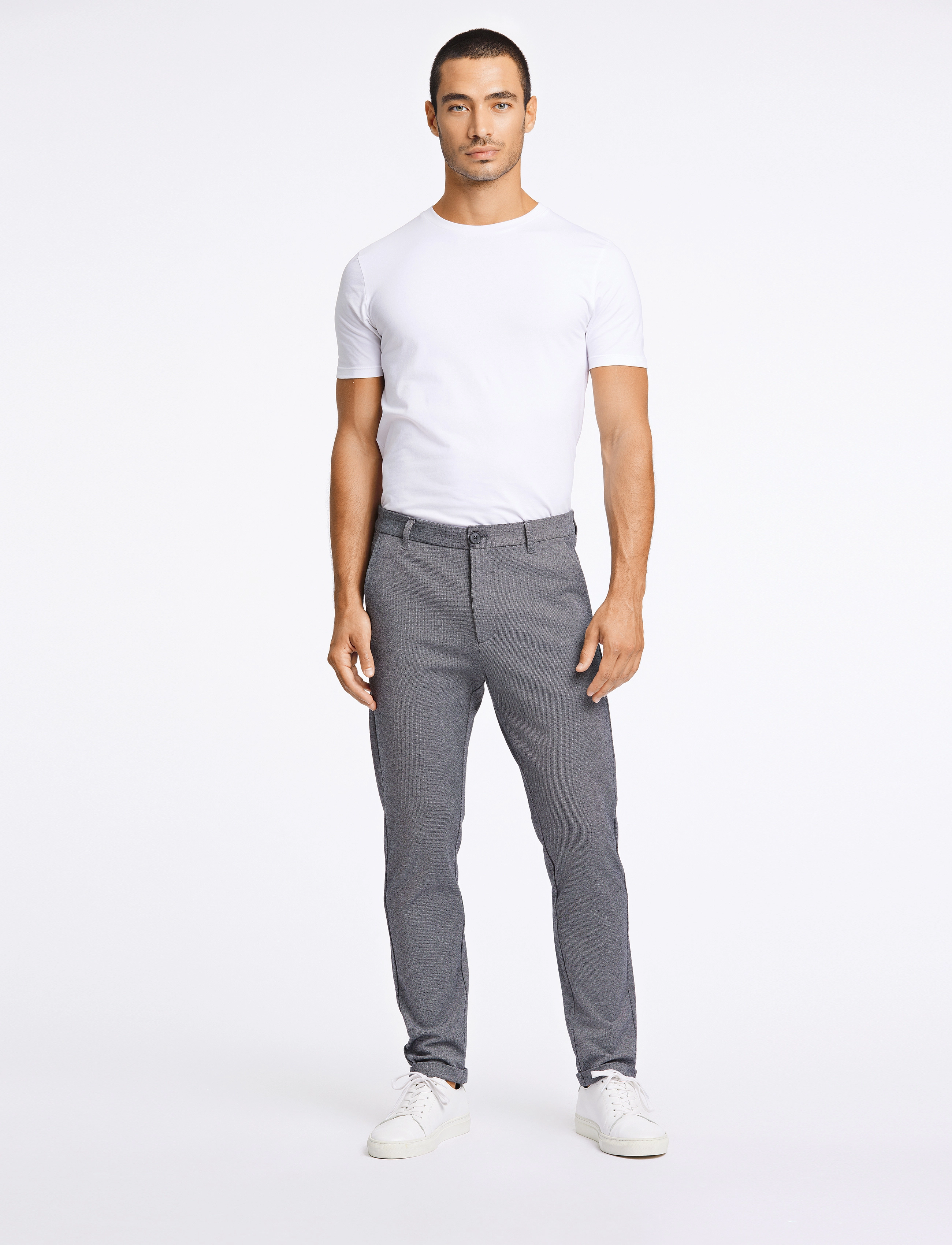 Lindbergh Superflex Knitted Cropped Pant, Mænd, Strikkede Cropped Bukser, Grå, Str: L