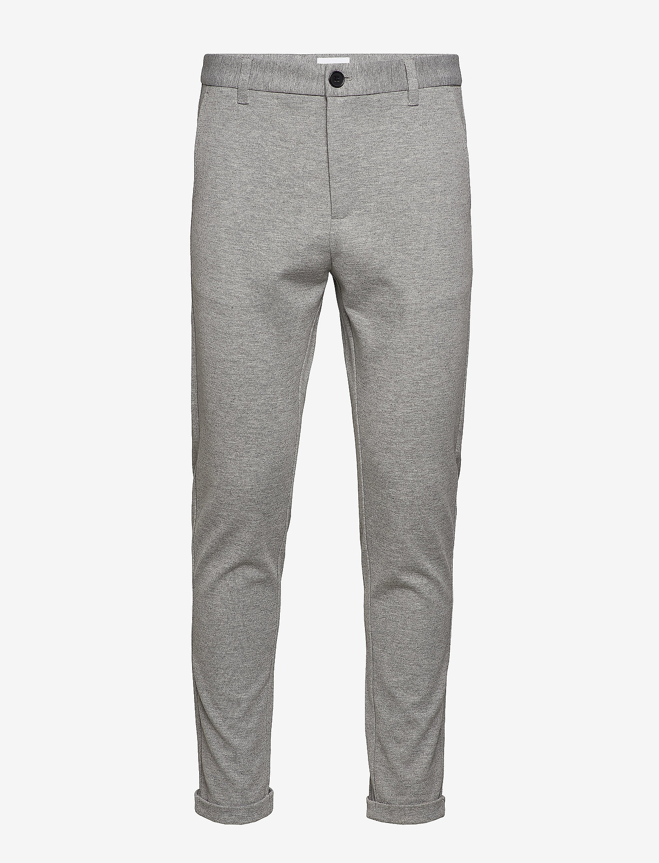 Lindbergh - Superflex knitted cropped pant - vabaaja püksid - lt grey mix - 1